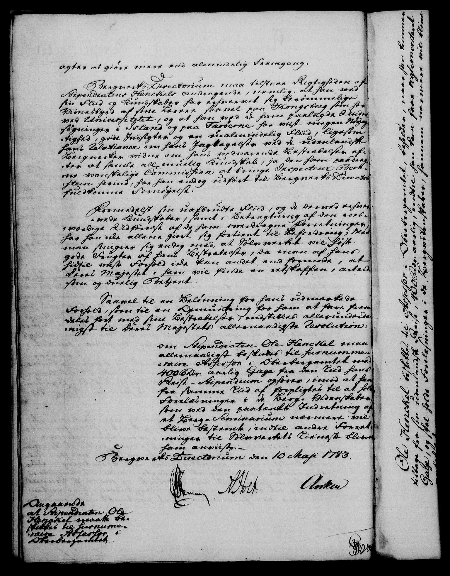 Rentekammeret, Renteskriverkontorene, RA/EA-3115/M/Mf/Mfa/L0005: Resolusjonsprotokoll med register (merket RK 54.5), 1783
