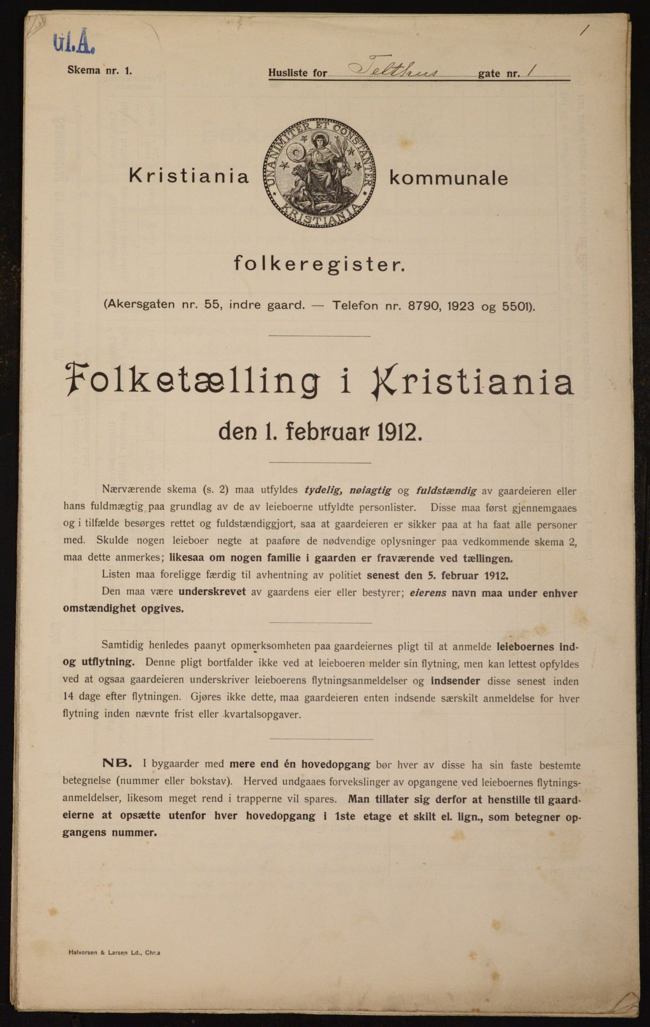 OBA, Municipal Census 1912 for Kristiania, 1912, p. 107587