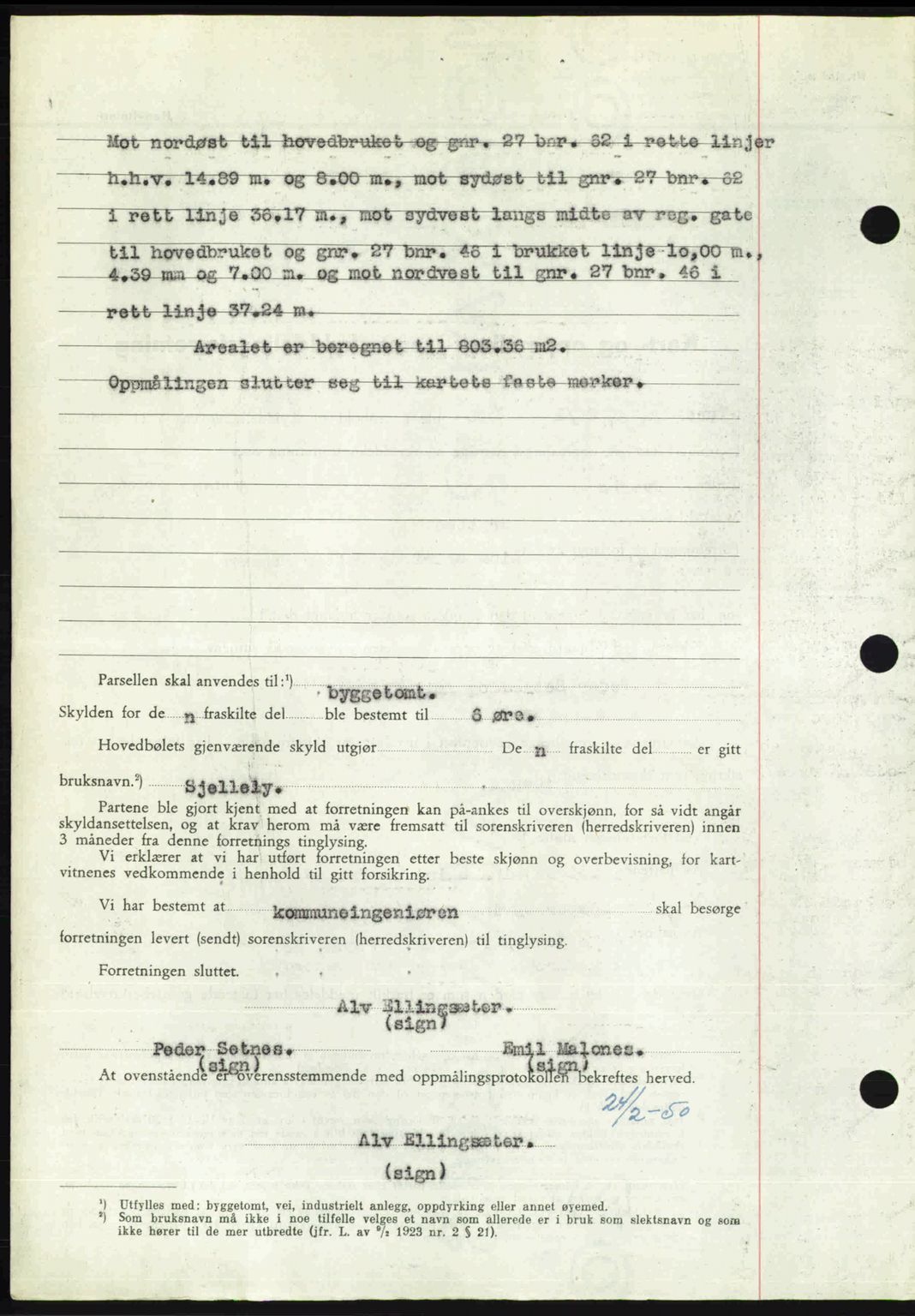 Romsdal sorenskriveri, AV/SAT-A-4149/1/2/2C: Mortgage book no. A32, 1950-1950, Diary no: : 870/1950