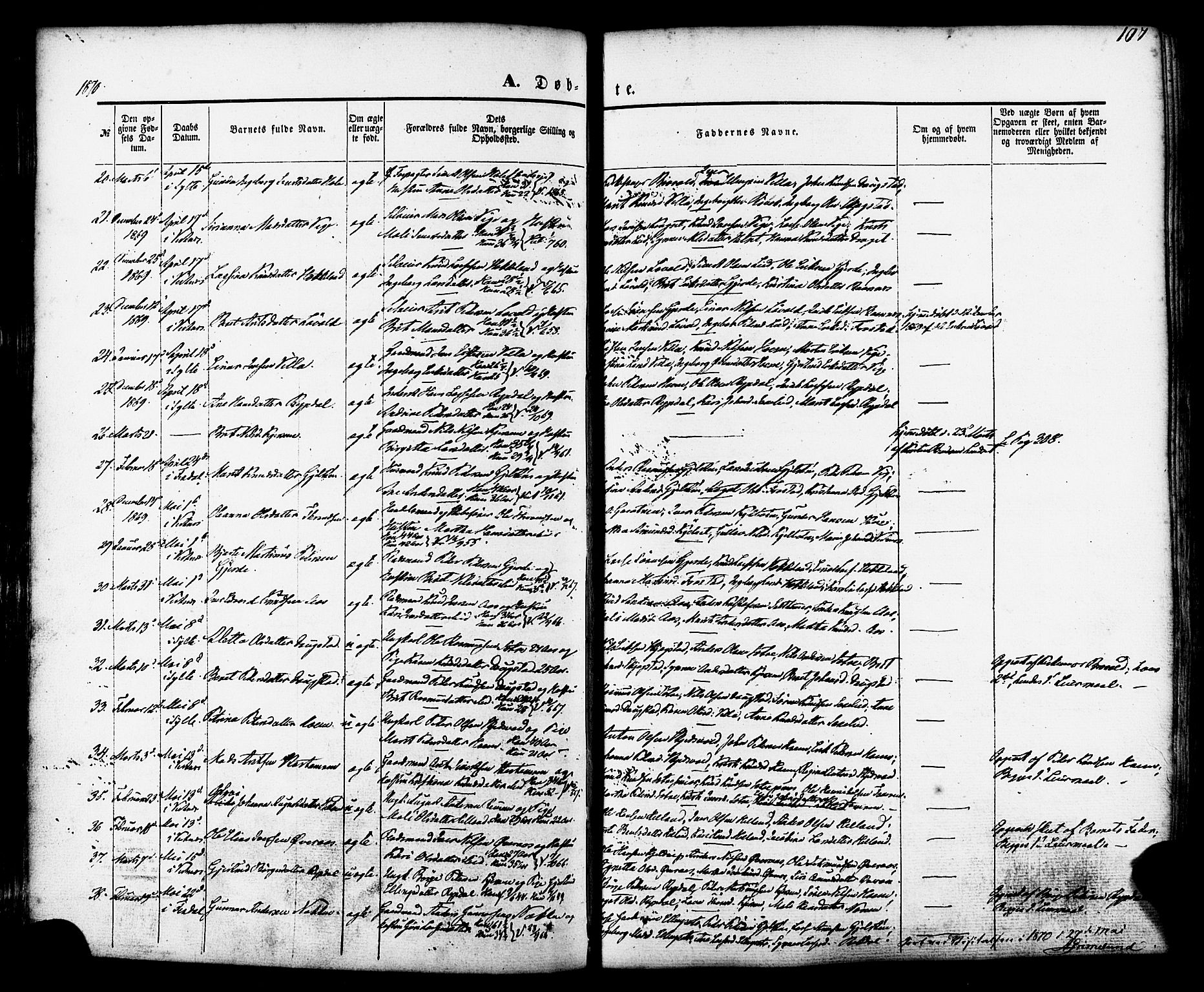 Ministerialprotokoller, klokkerbøker og fødselsregistre - Møre og Romsdal, SAT/A-1454/539/L0529: Parish register (official) no. 539A02, 1848-1872, p. 107