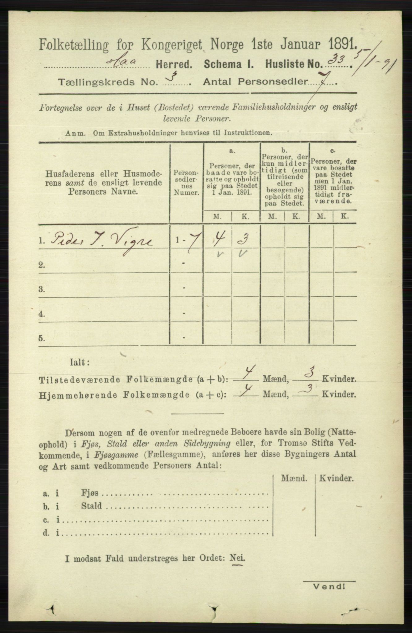 RA, 1891 census for 1119 Hå, 1891, p. 686