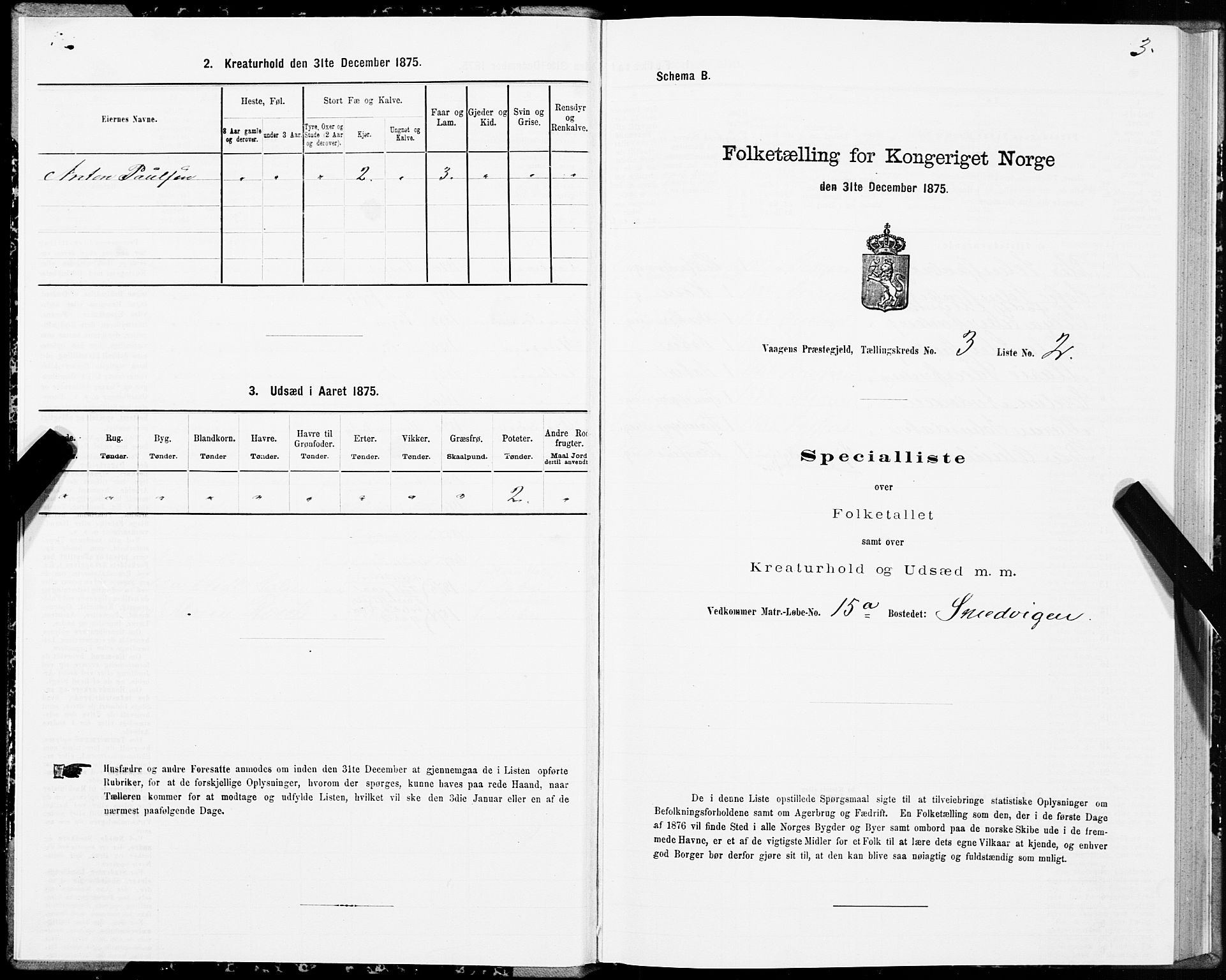 SAT, 1875 census for 1865P Vågan, 1875, p. 2003