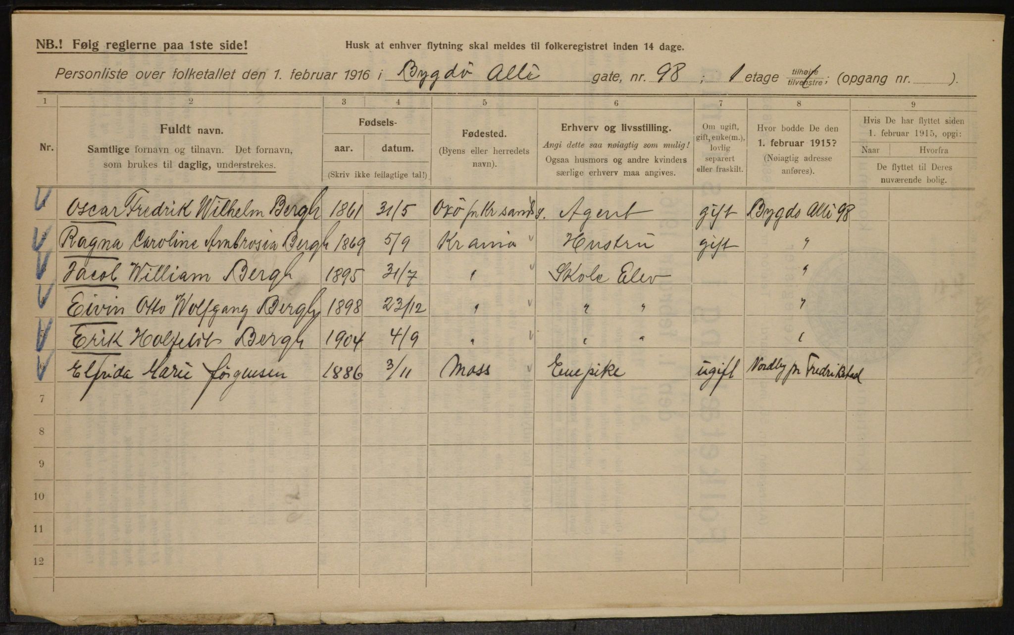 OBA, Municipal Census 1916 for Kristiania, 1916, p. 11059