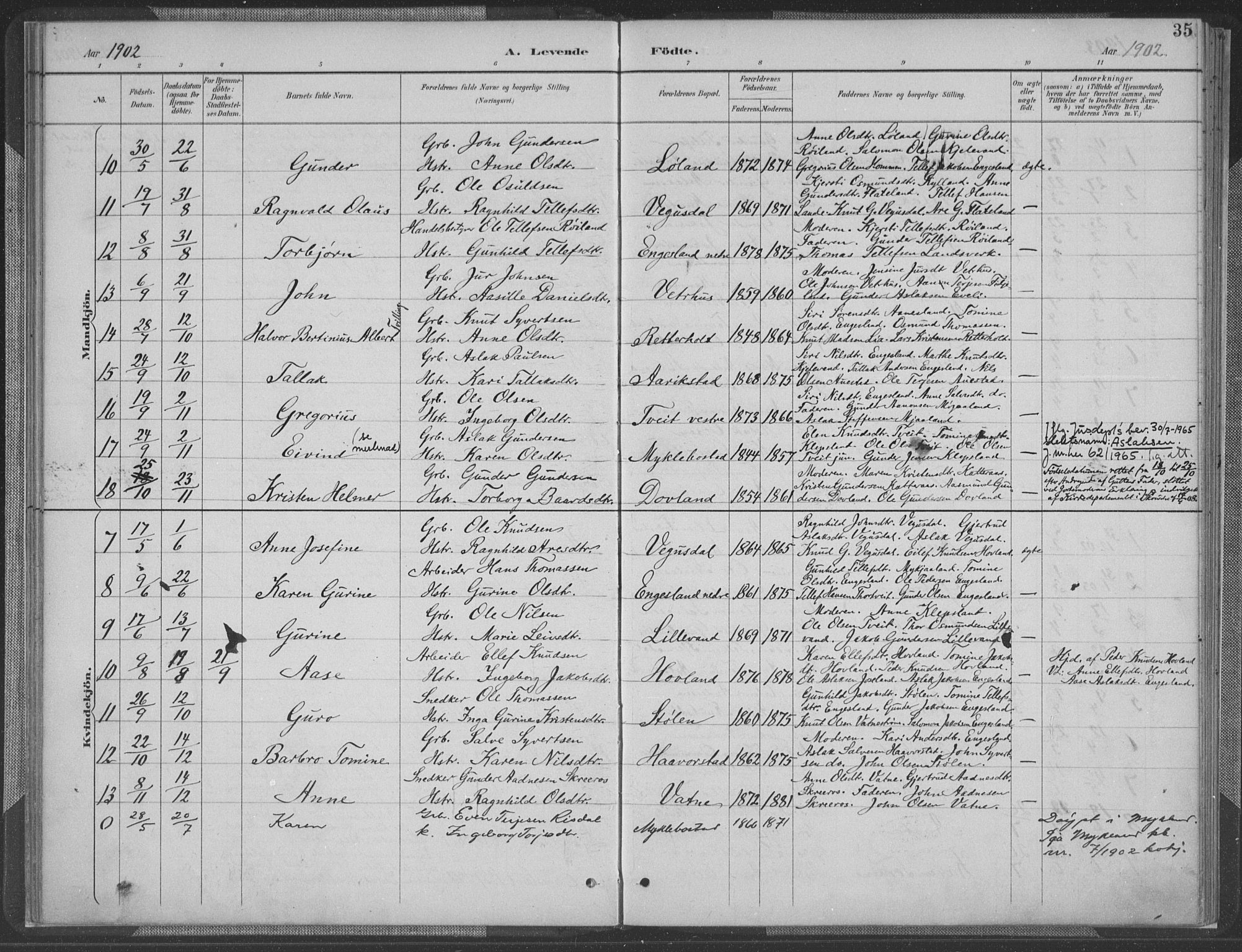 Herefoss sokneprestkontor, AV/SAK-1111-0019/F/Fa/Fab/L0004: Parish register (official) no. A 4, 1887-1909, p. 35