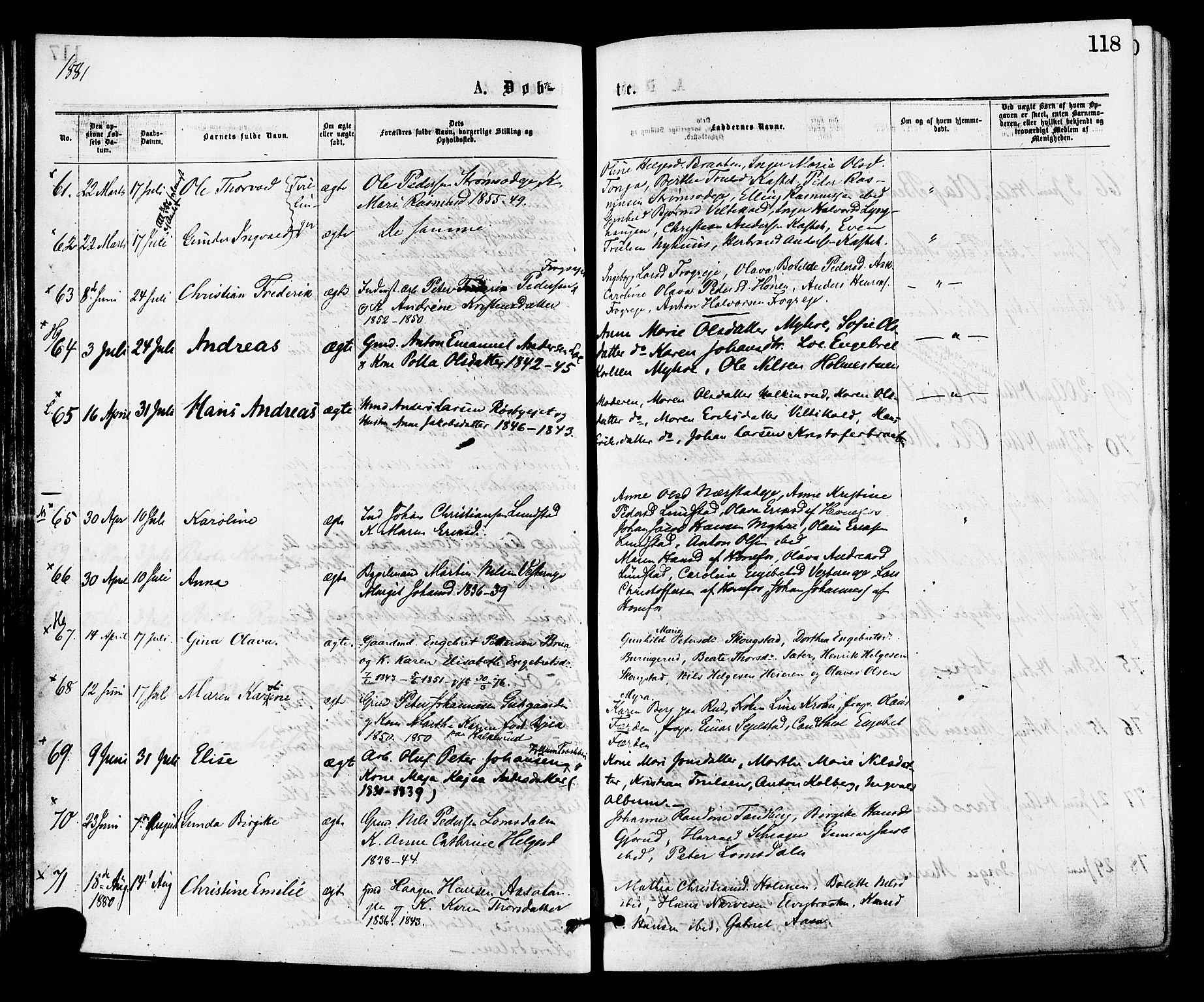 Norderhov kirkebøker, AV/SAKO-A-237/F/Fa/L0015: Parish register (official) no. 15, 1875-1884, p. 118