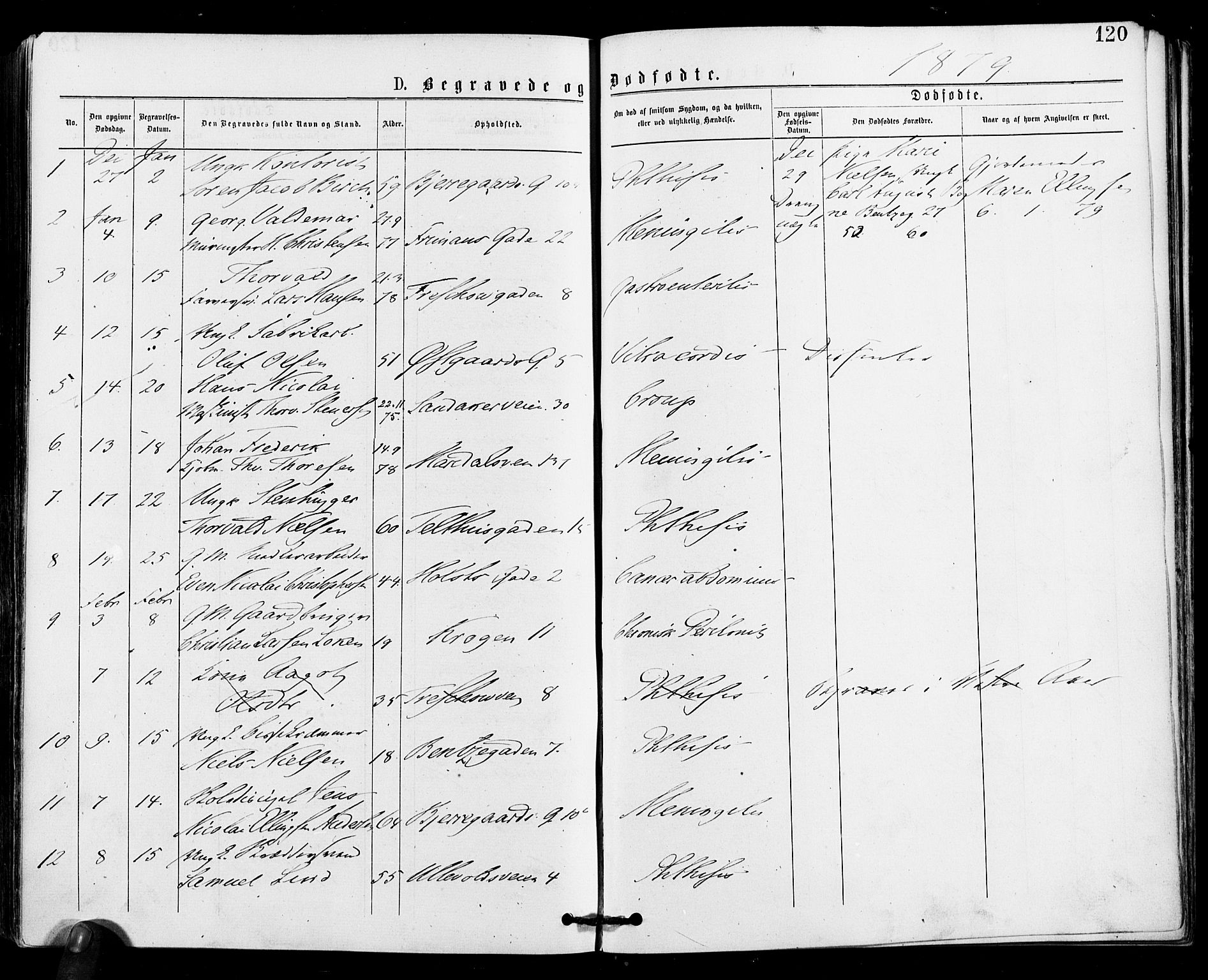Gamle Aker prestekontor Kirkebøker, SAO/A-10617a/F/L0004: Parish register (official) no. 4, 1872-1879, p. 120