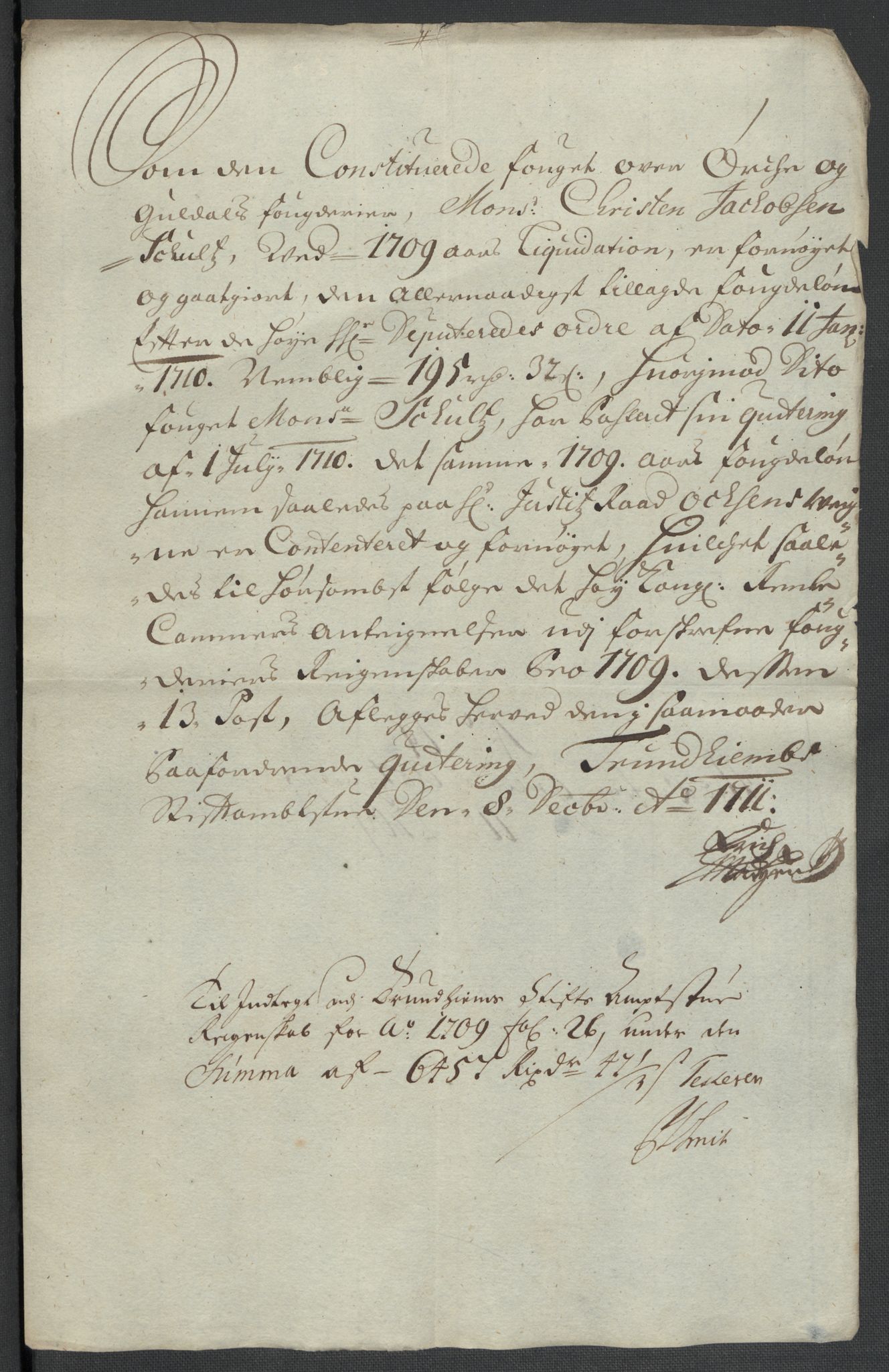 Rentekammeret inntil 1814, Reviderte regnskaper, Fogderegnskap, RA/EA-4092/R60/L3959: Fogderegnskap Orkdal og Gauldal, 1709, p. 497