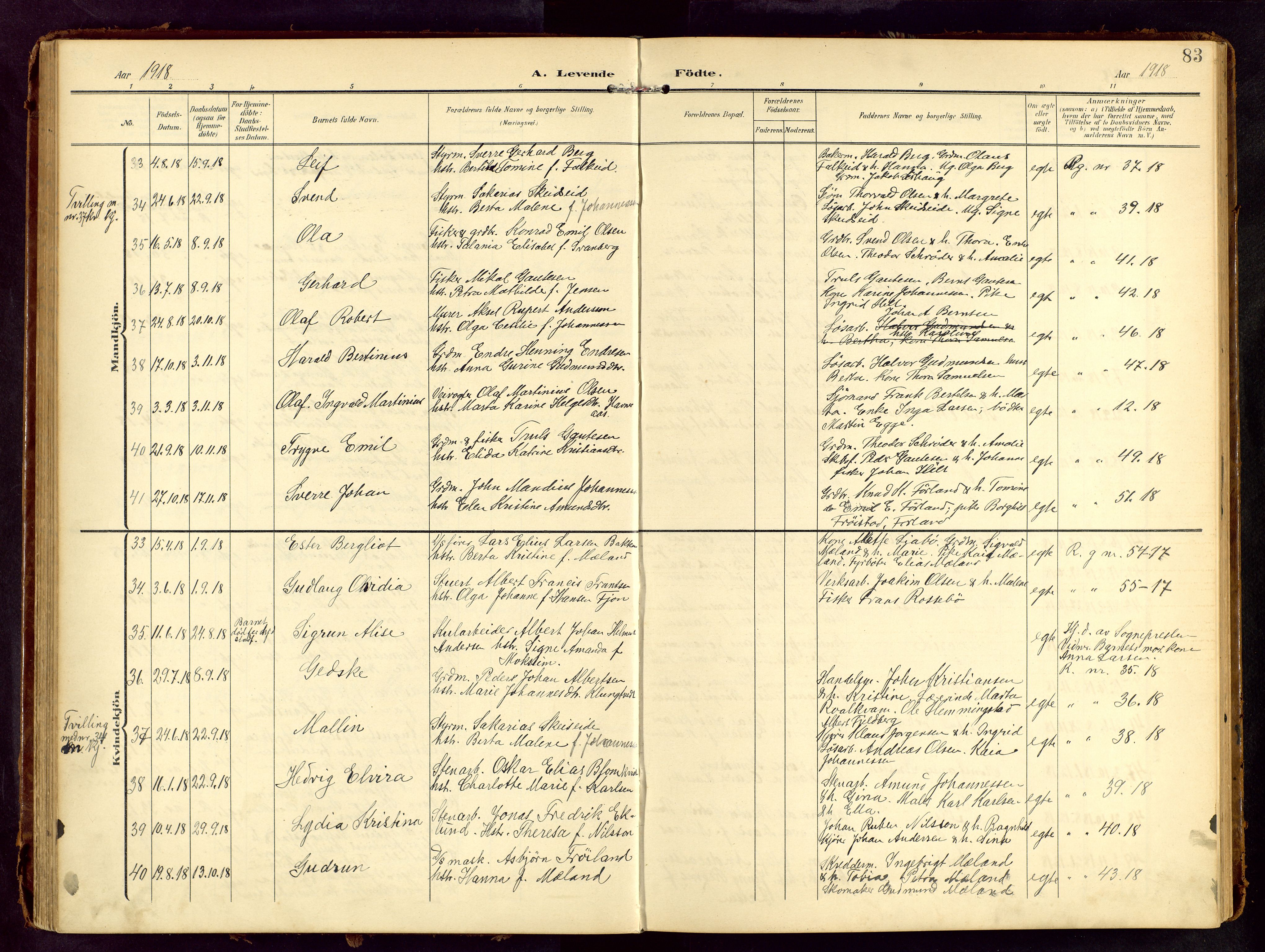 Haugesund sokneprestkontor, AV/SAST-A -101863/H/Ha/Hab/L0006: Parish register (copy) no. B 6, 1906-1944, p. 83