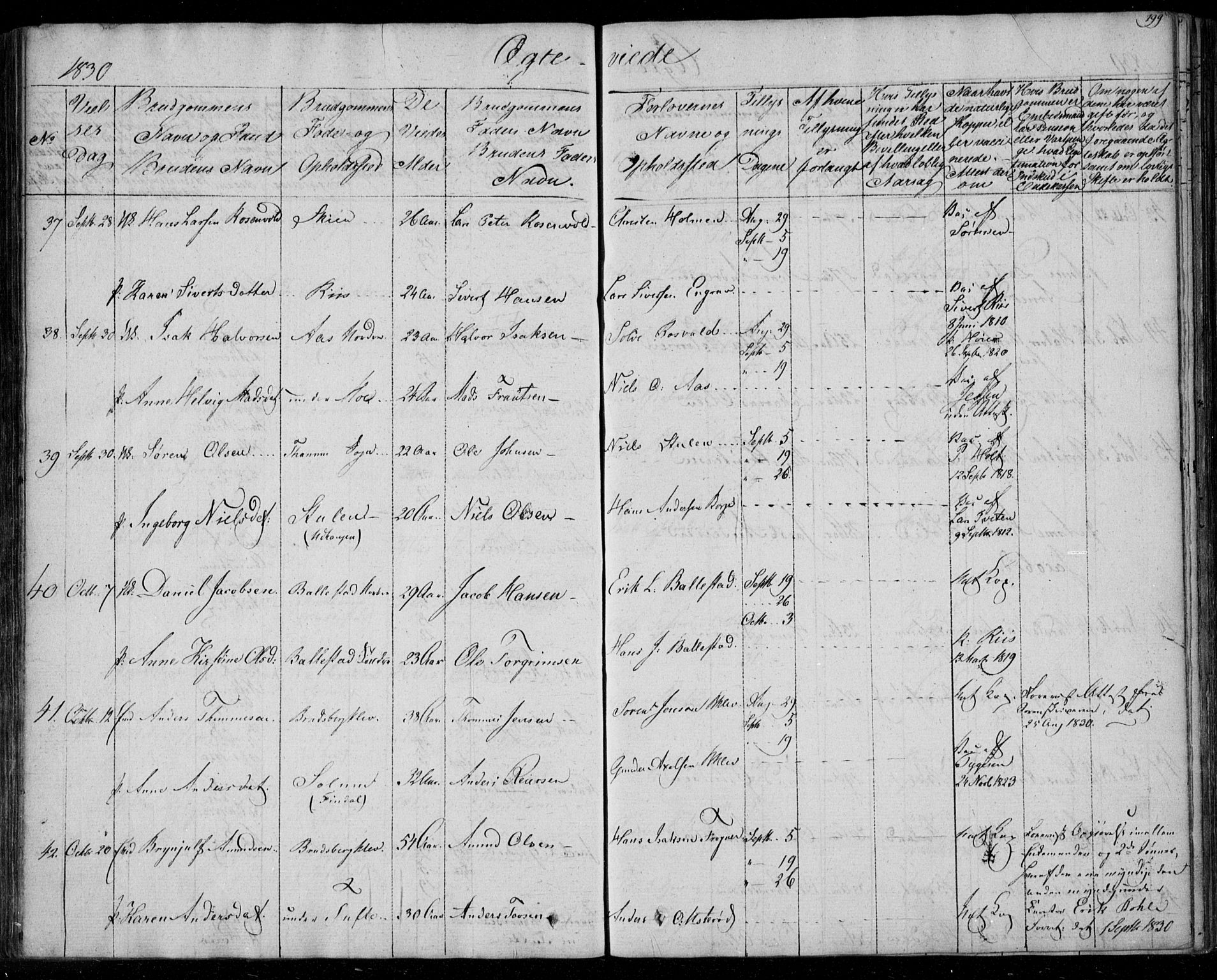 Gjerpen kirkebøker, SAKO/A-265/F/Fa/L0006: Parish register (official) no. I 6, 1829-1834, p. 199