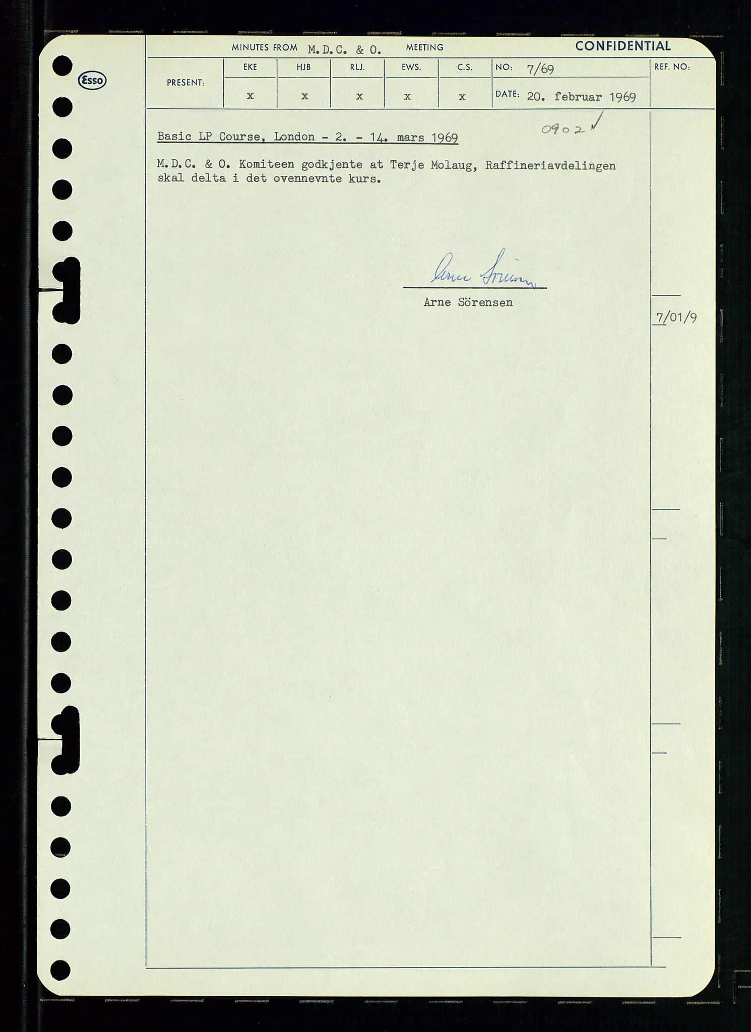 Pa 0982 - Esso Norge A/S, AV/SAST-A-100448/A/Aa/L0003/0001: Den administrerende direksjon Board minutes (styrereferater) og Bedriftforsamlingsprotokoll / Den administrerende direksjon Board minutes (styrereferater), 1969, p. 142