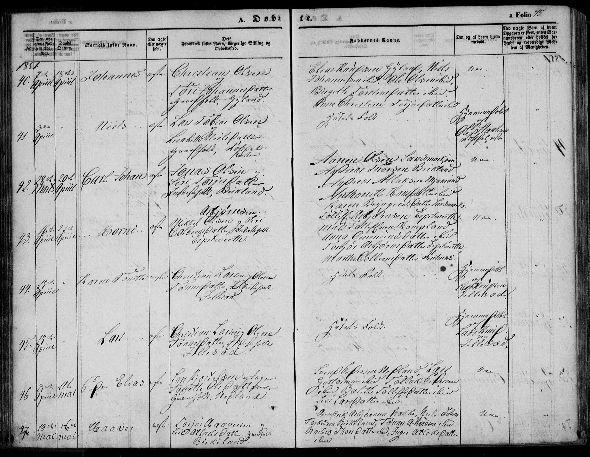 Bakke sokneprestkontor, AV/SAK-1111-0002/F/Fa/Faa/L0005: Parish register (official) no. A 5, 1847-1855, p. 75