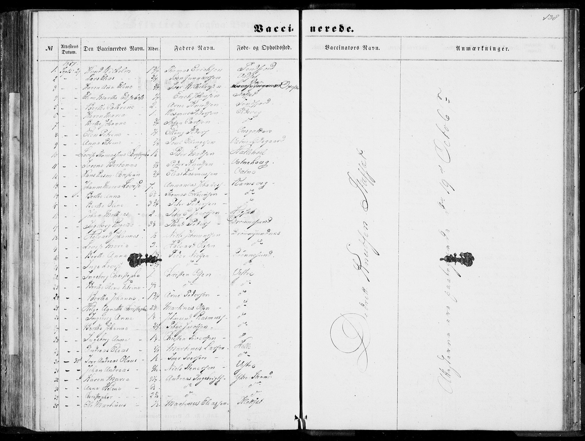 Ministerialprotokoller, klokkerbøker og fødselsregistre - Møre og Romsdal, AV/SAT-A-1454/524/L0354: Parish register (official) no. 524A06, 1857-1863, p. 138