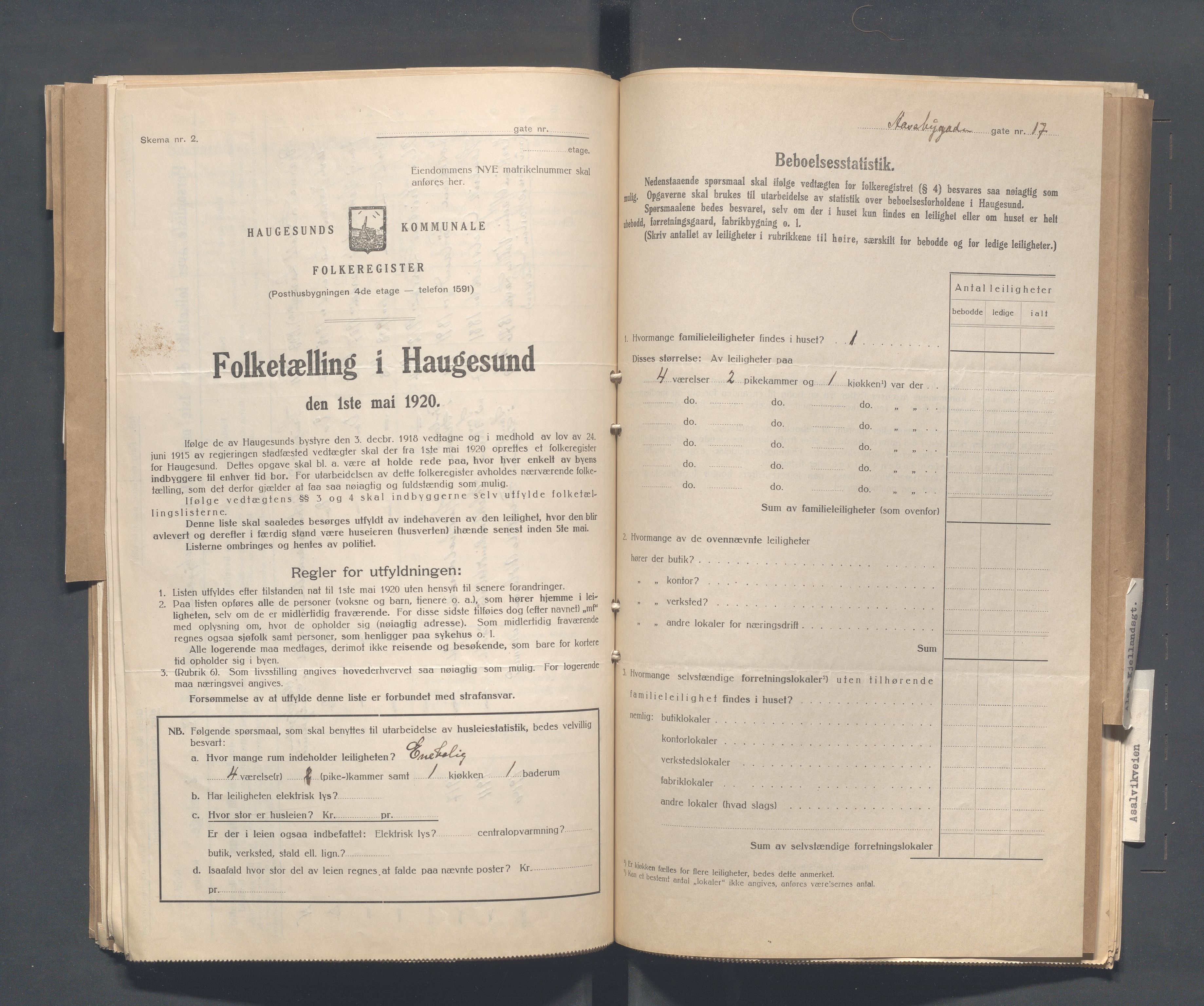 IKAR, Local census 1.5.1920 for Haugesund, 1920, p. 51