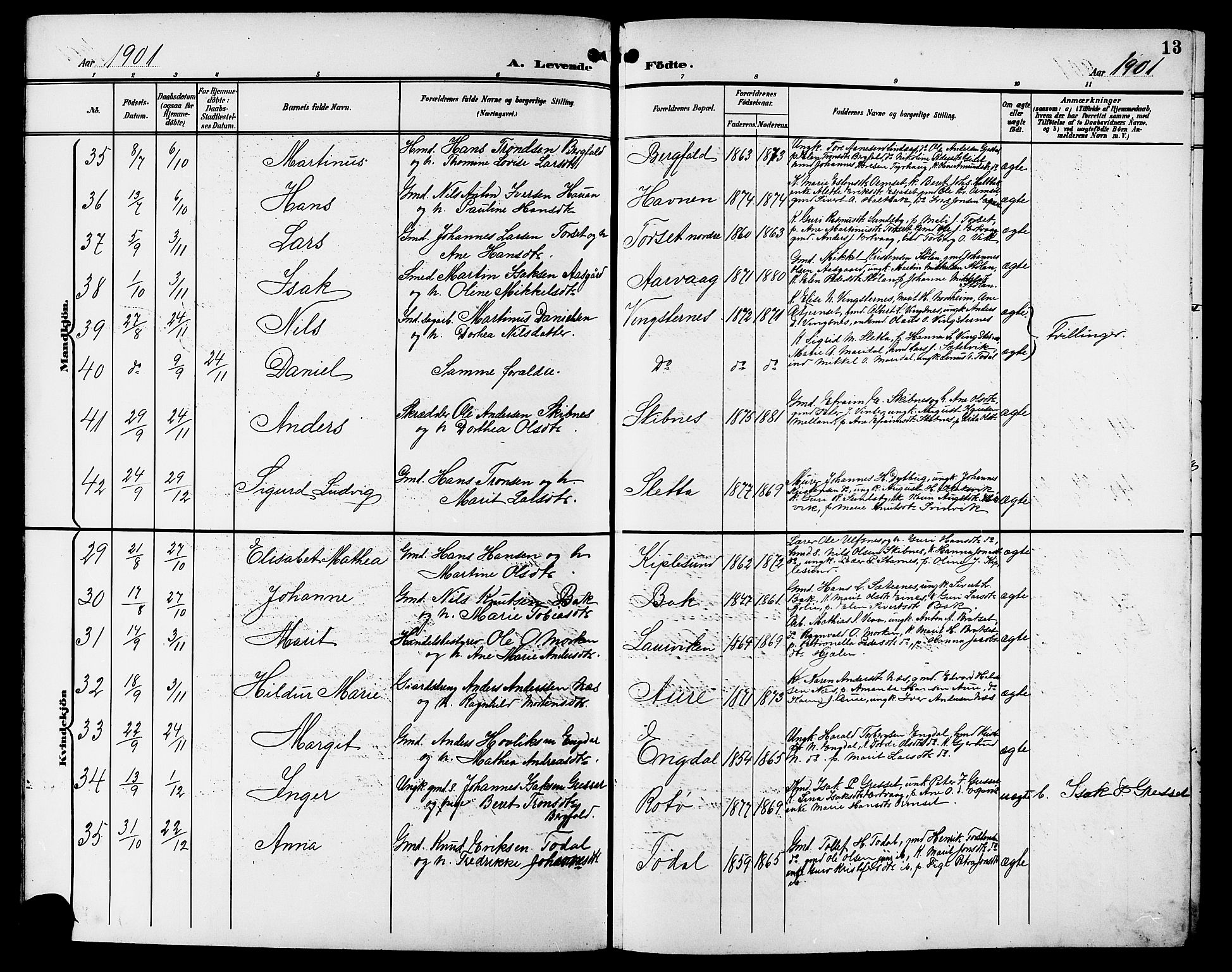 Ministerialprotokoller, klokkerbøker og fødselsregistre - Møre og Romsdal, AV/SAT-A-1454/578/L0910: Parish register (copy) no. 578C03, 1900-1921, p. 13