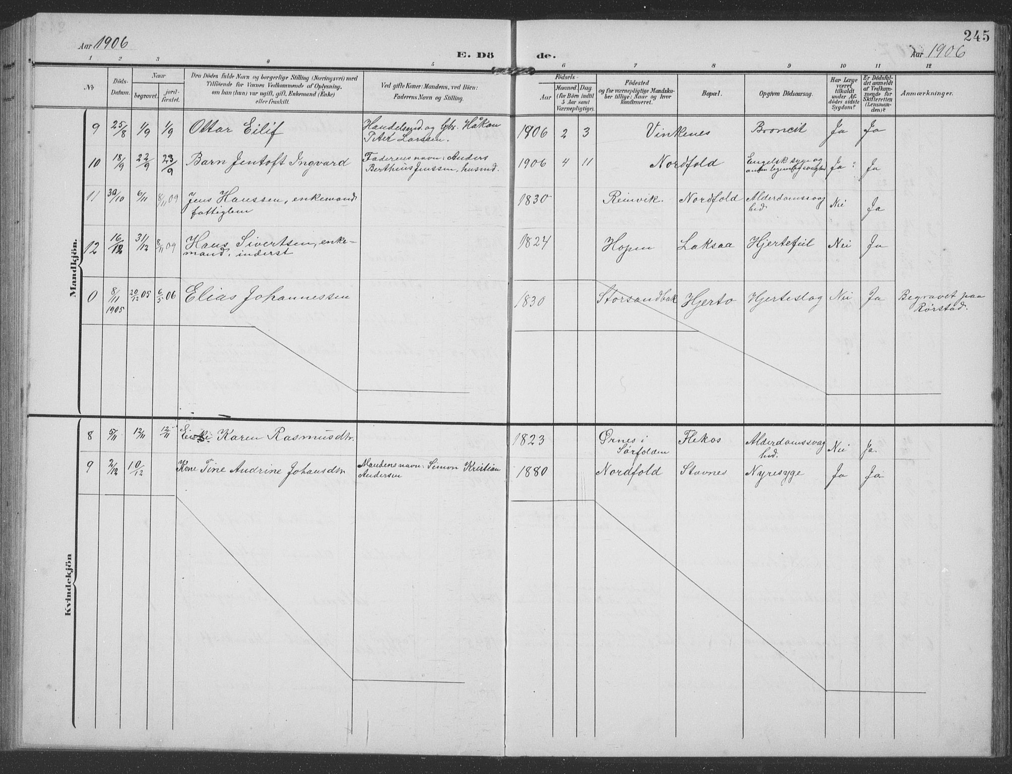 Ministerialprotokoller, klokkerbøker og fødselsregistre - Nordland, SAT/A-1459/858/L0835: Parish register (copy) no. 858C02, 1904-1940, p. 245
