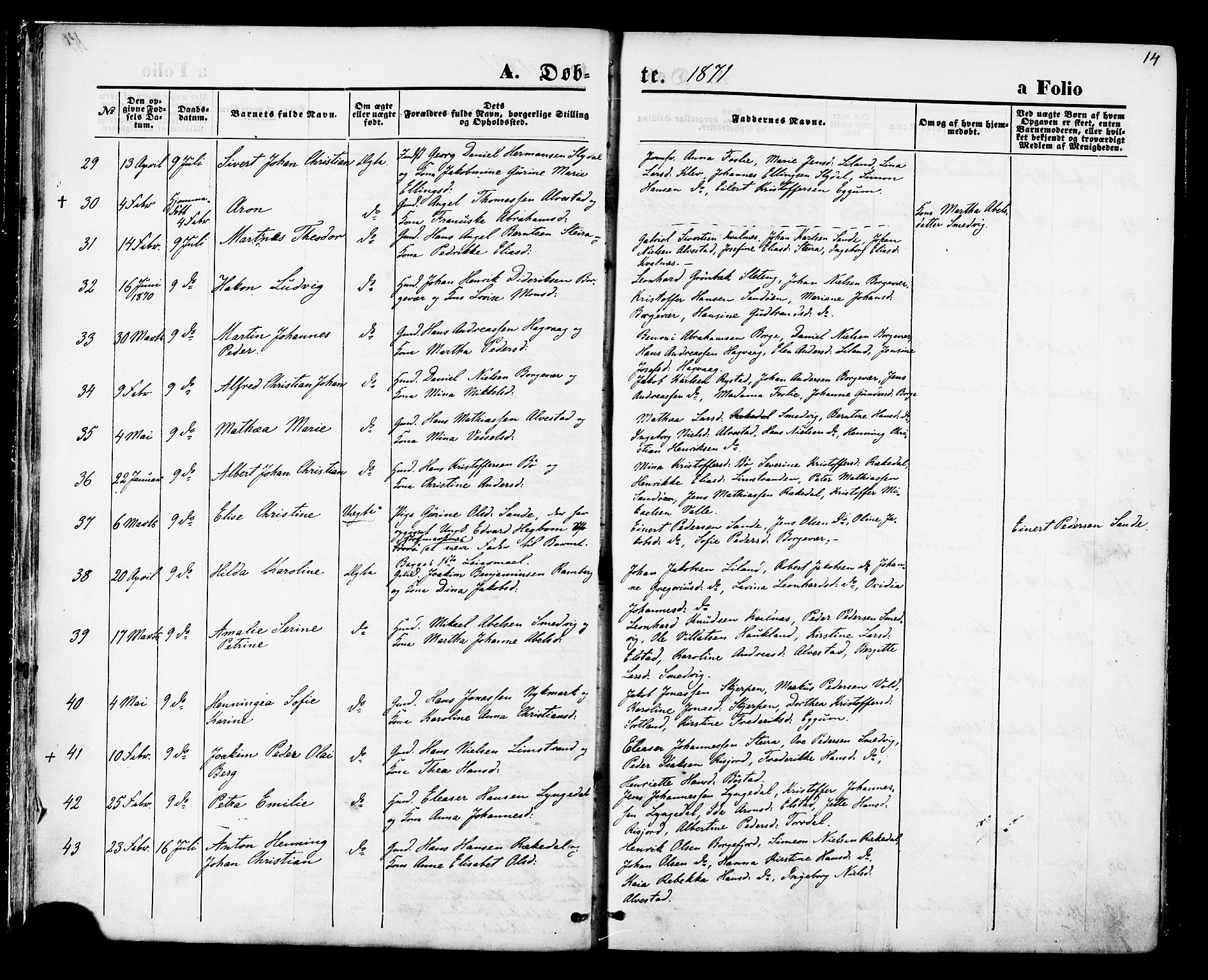 Ministerialprotokoller, klokkerbøker og fødselsregistre - Nordland, SAT/A-1459/880/L1132: Parish register (official) no. 880A06, 1869-1887, p. 14