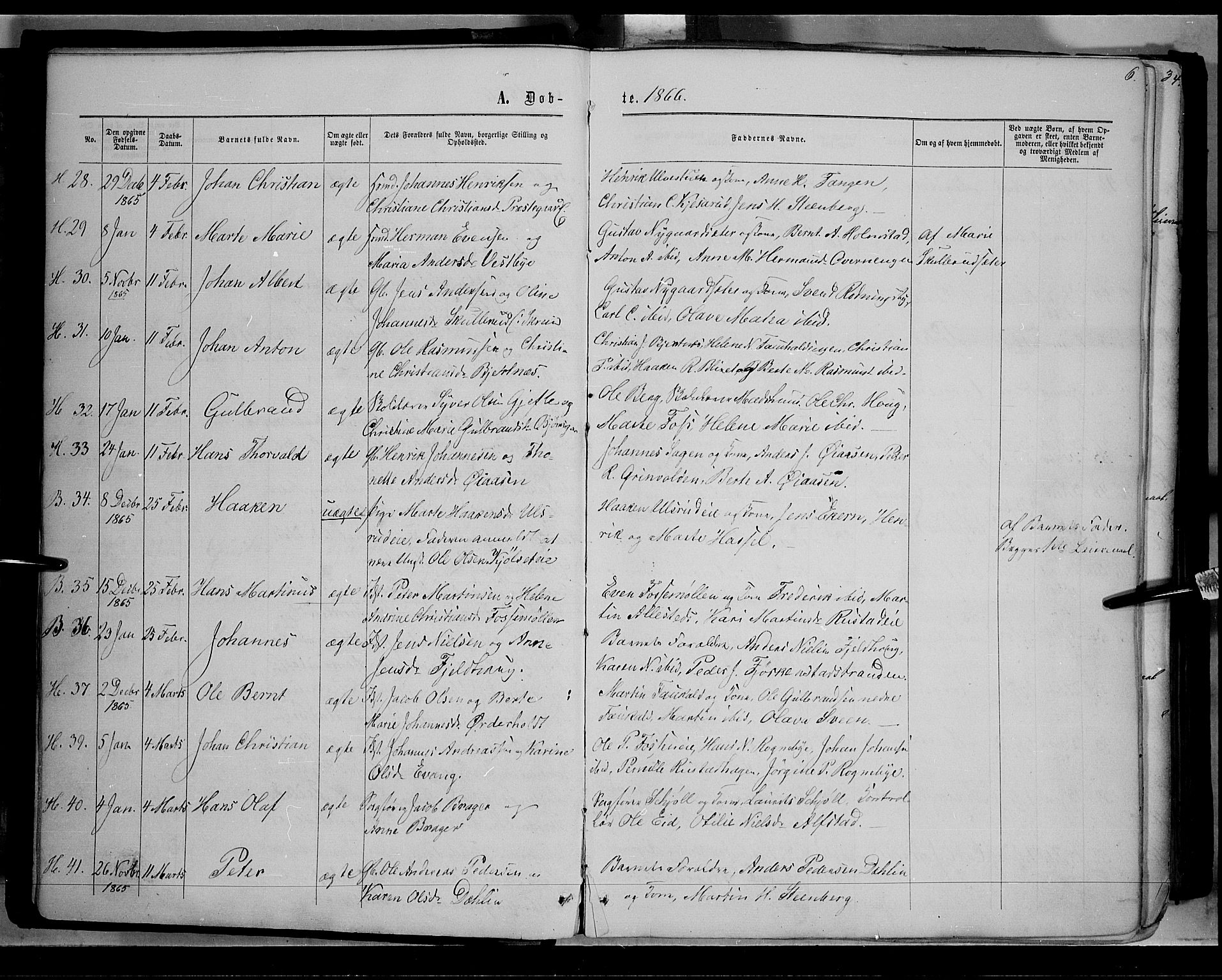 Østre Toten prestekontor, AV/SAH-PREST-104/H/Ha/Haa/L0005: Parish register (official) no. 5, 1866-1877, p. 6