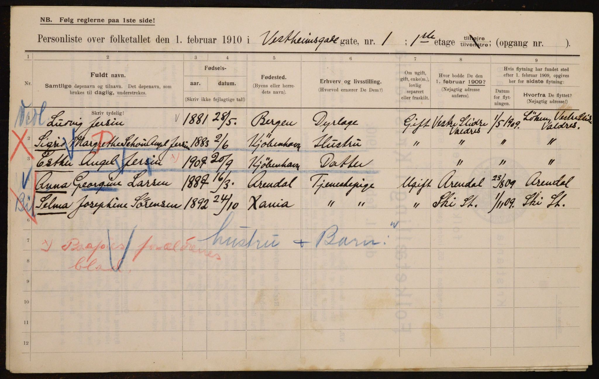 OBA, Municipal Census 1910 for Kristiania, 1910, p. 116066