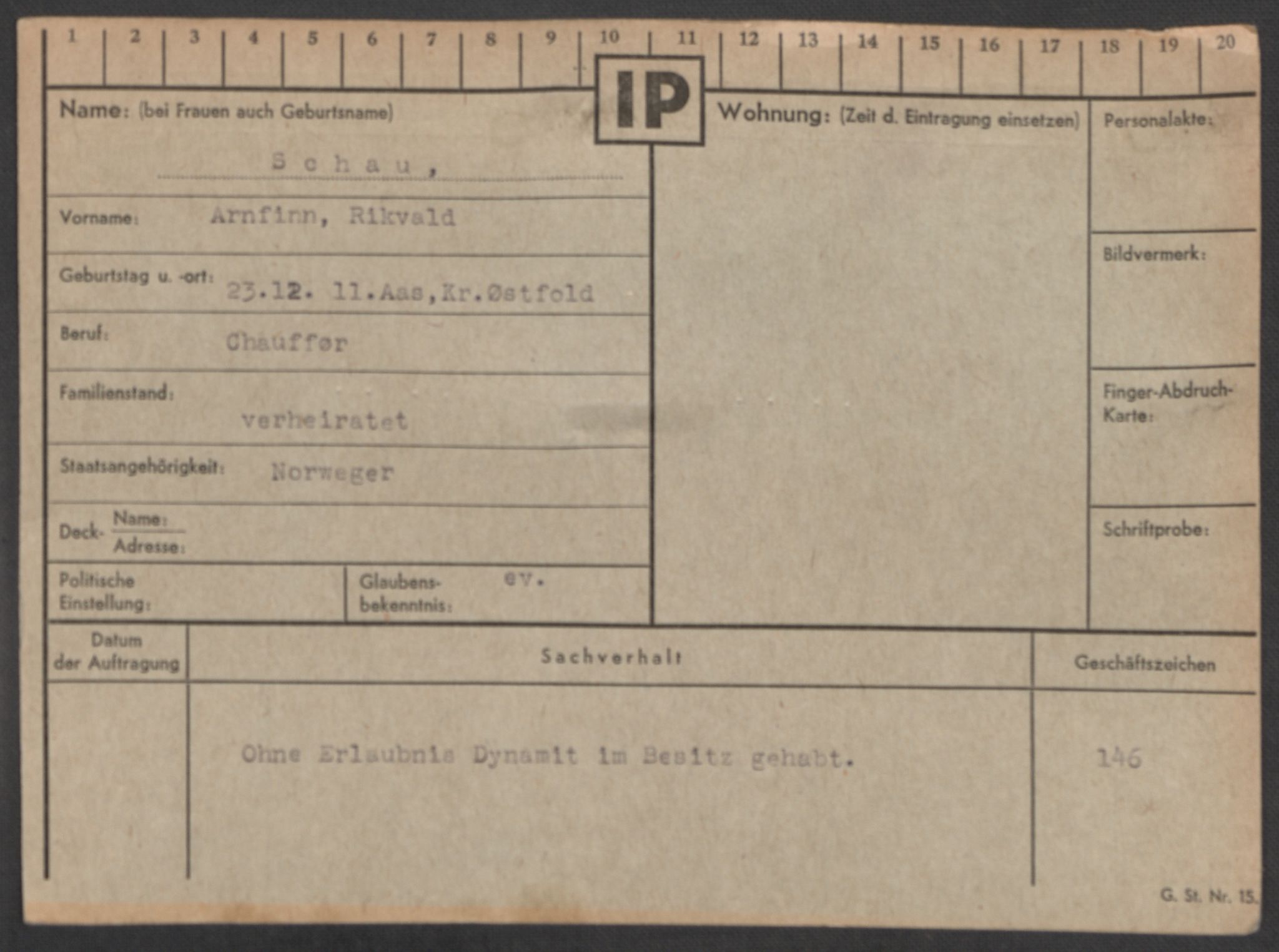 Befehlshaber der Sicherheitspolizei und des SD, AV/RA-RAFA-5969/E/Ea/Eaa/L0009: Register over norske fanger i Møllergata 19: Ru-Sy, 1940-1945, p. 384