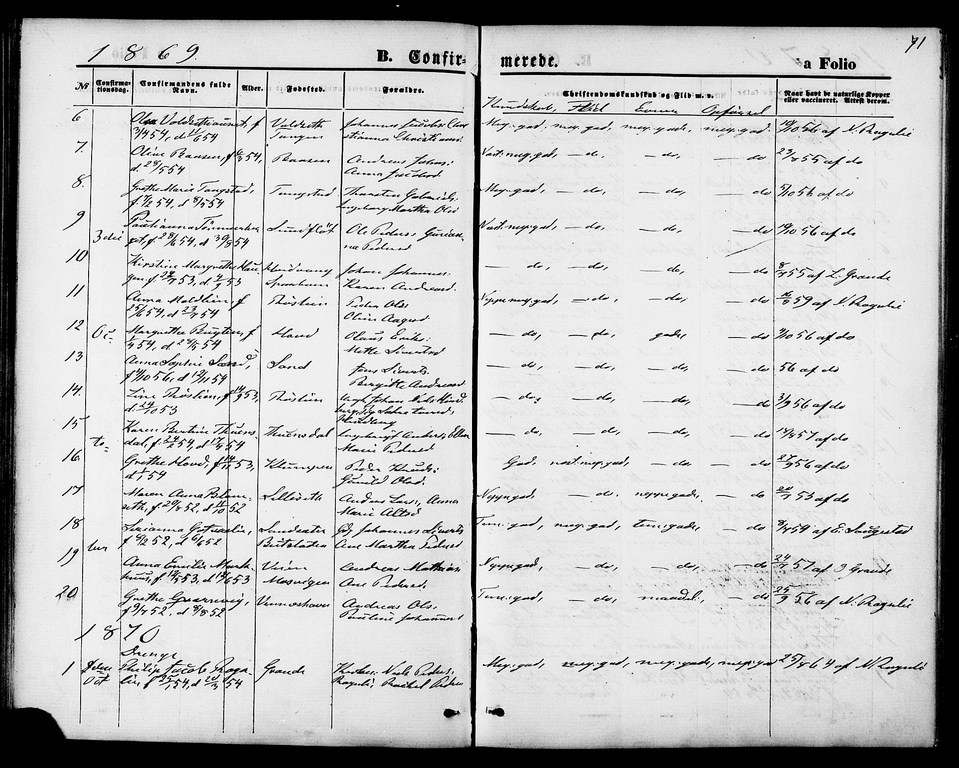 Ministerialprotokoller, klokkerbøker og fødselsregistre - Nord-Trøndelag, SAT/A-1458/744/L0419: Parish register (official) no. 744A03, 1867-1881, p. 71