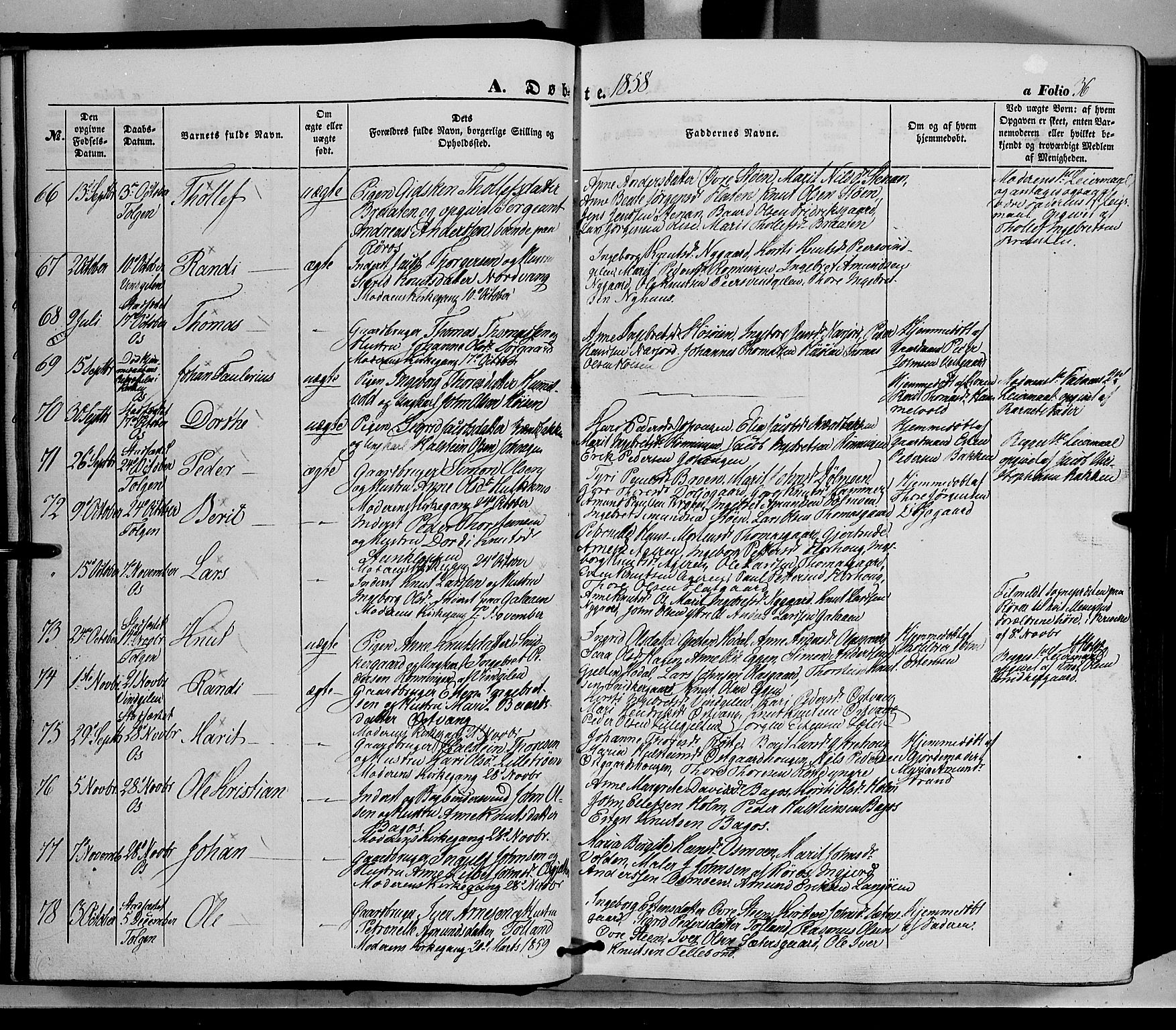 Tolga prestekontor, AV/SAH-PREST-062/K/L0006: Parish register (official) no. 6, 1852-1876, p. 36