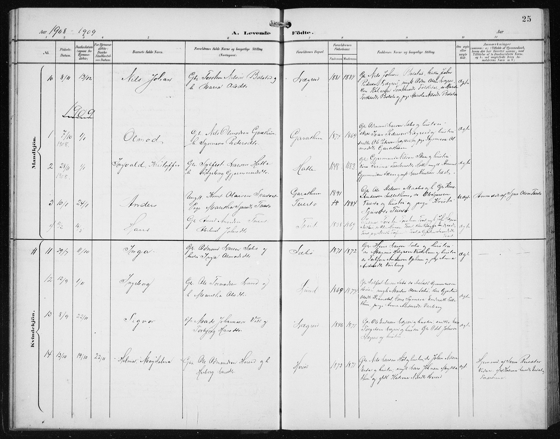 Ullensvang sokneprestembete, SAB/A-78701/H/Hab: Parish register (copy) no. C  3, 1899-1932, p. 25