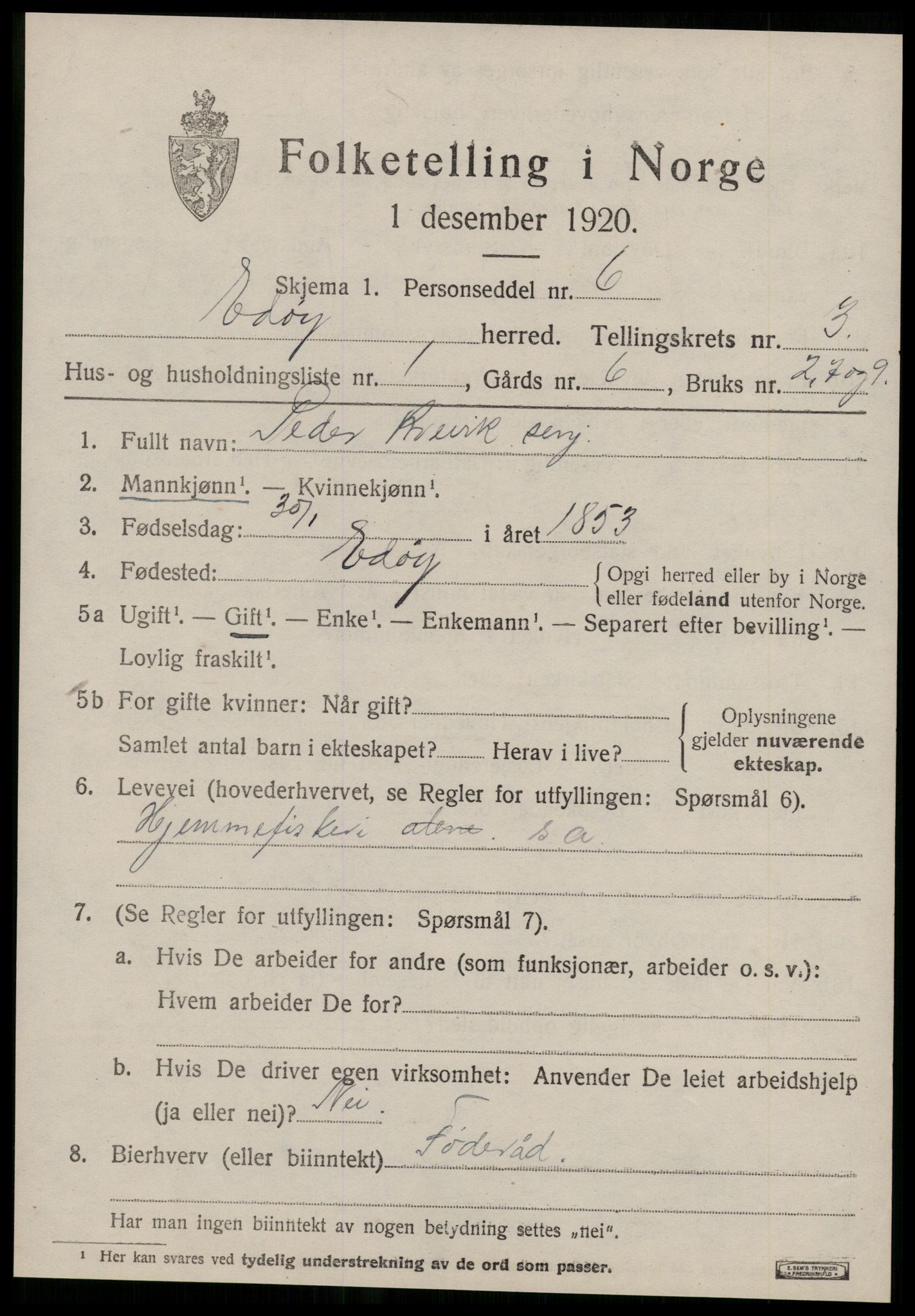 SAT, 1920 census for Edøy, 1920, p. 930