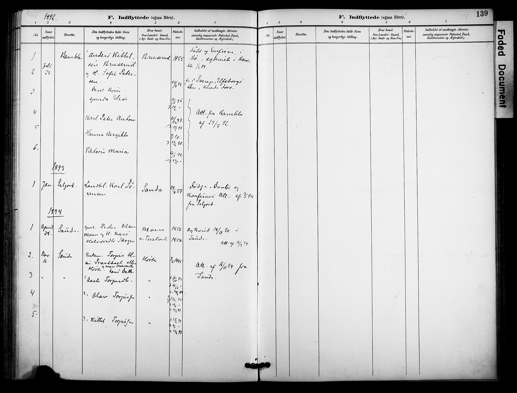 Bø kirkebøker, AV/SAKO-A-257/F/Fa/L0011: Parish register (official) no. 11, 1892-1900, p. 139