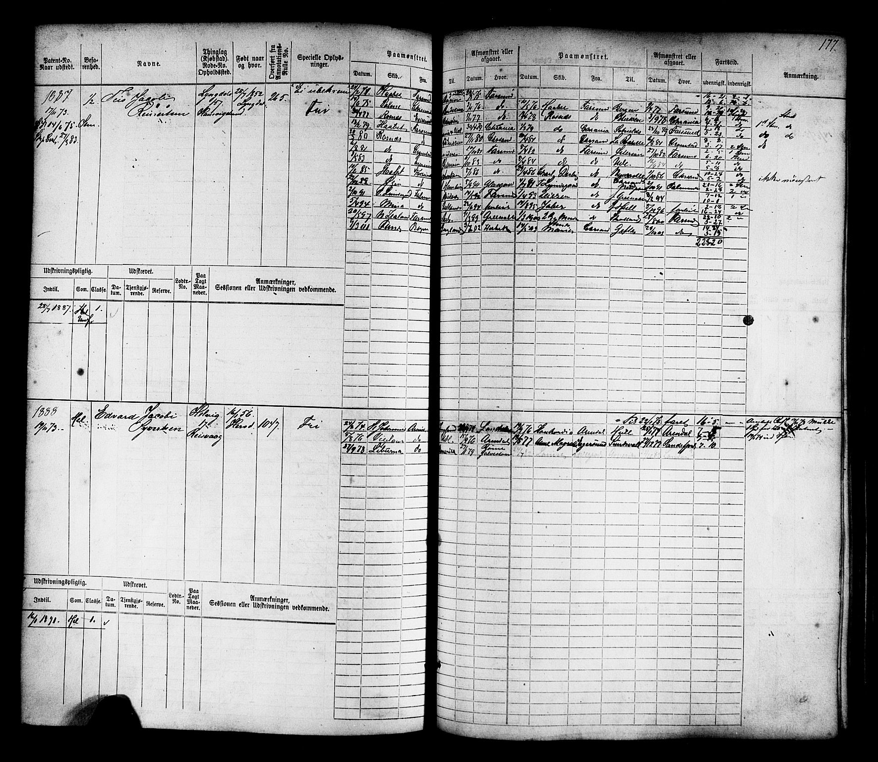 Farsund mønstringskrets, AV/SAK-2031-0017/F/Fb/L0017: Hovedrulle nr 1537-2300, Z-9, 1868-1904, p. 185