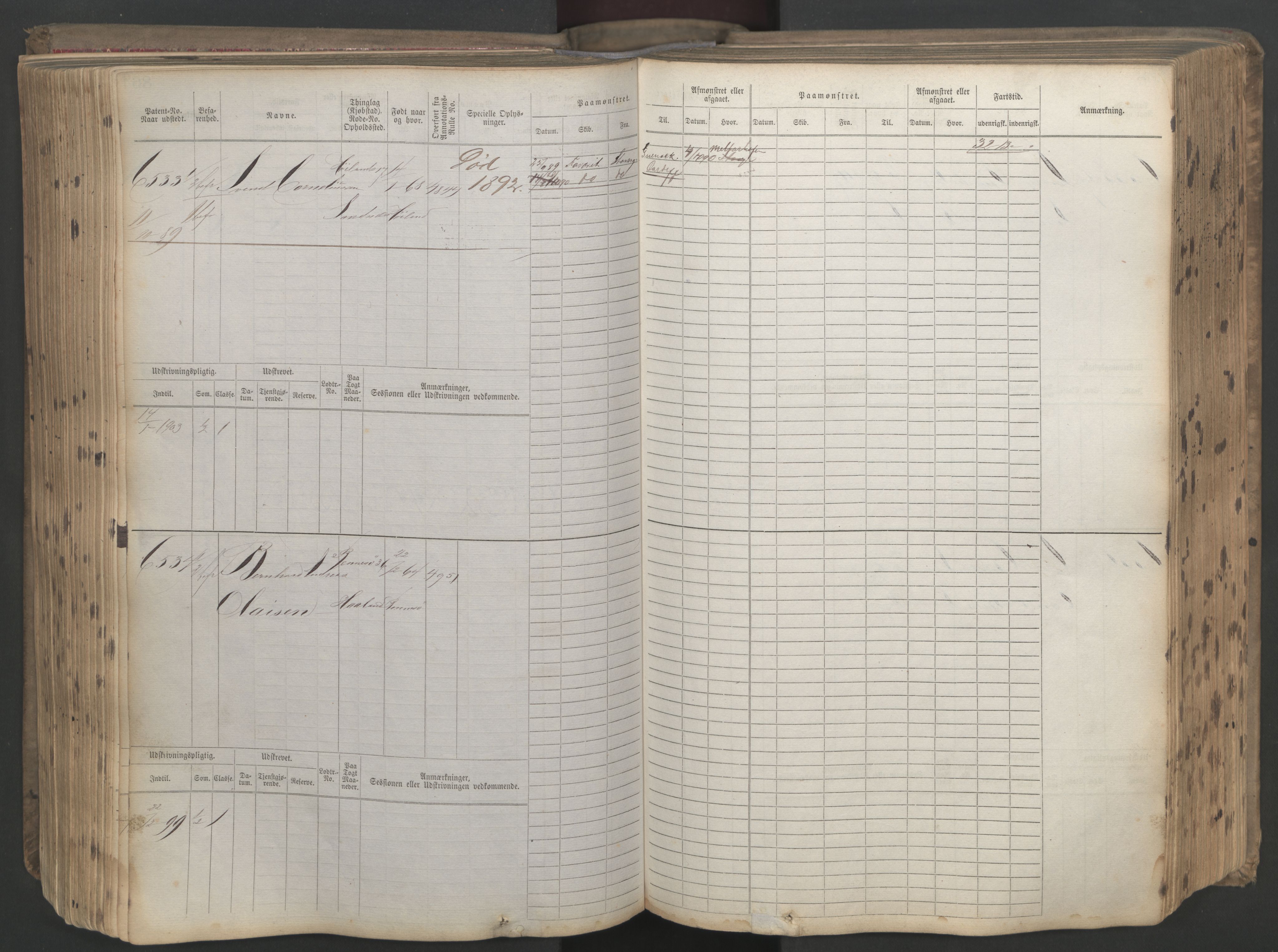Stavanger sjømannskontor, AV/SAST-A-102006/F/Fb/Fbb/L0021: Sjøfartshovedrulle patnentnr. 6005-7204 (dublett), 1887, p. 269