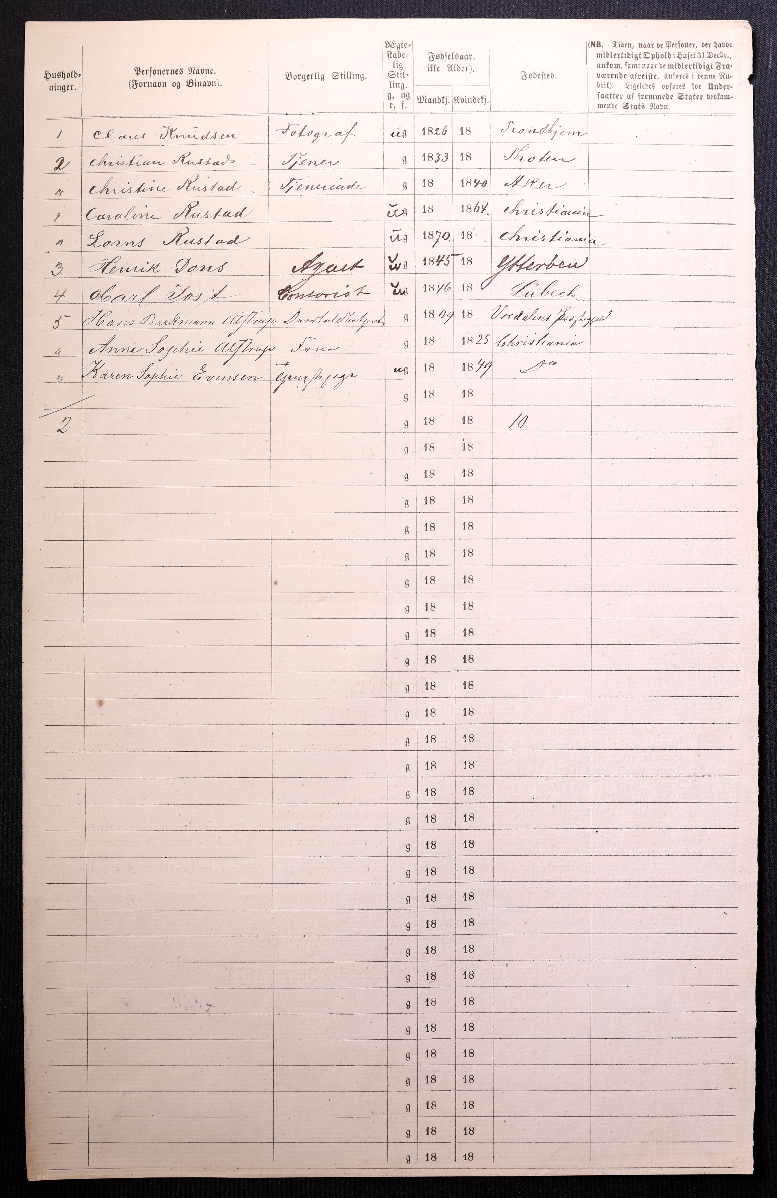 RA, 1870 census for 0301 Kristiania, 1870, p. 3947