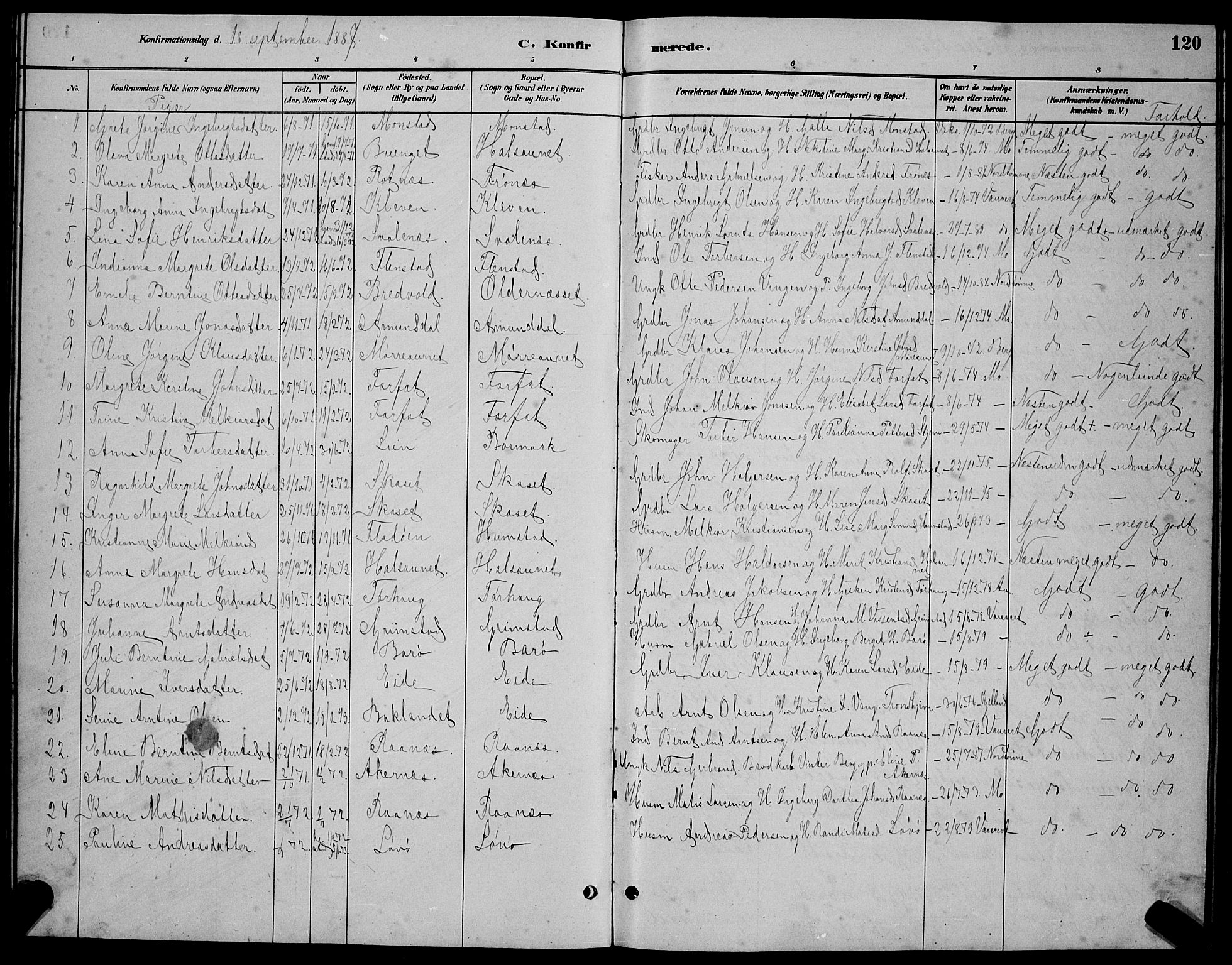 Ministerialprotokoller, klokkerbøker og fødselsregistre - Sør-Trøndelag, AV/SAT-A-1456/655/L0687: Parish register (copy) no. 655C03, 1880-1898, p. 120