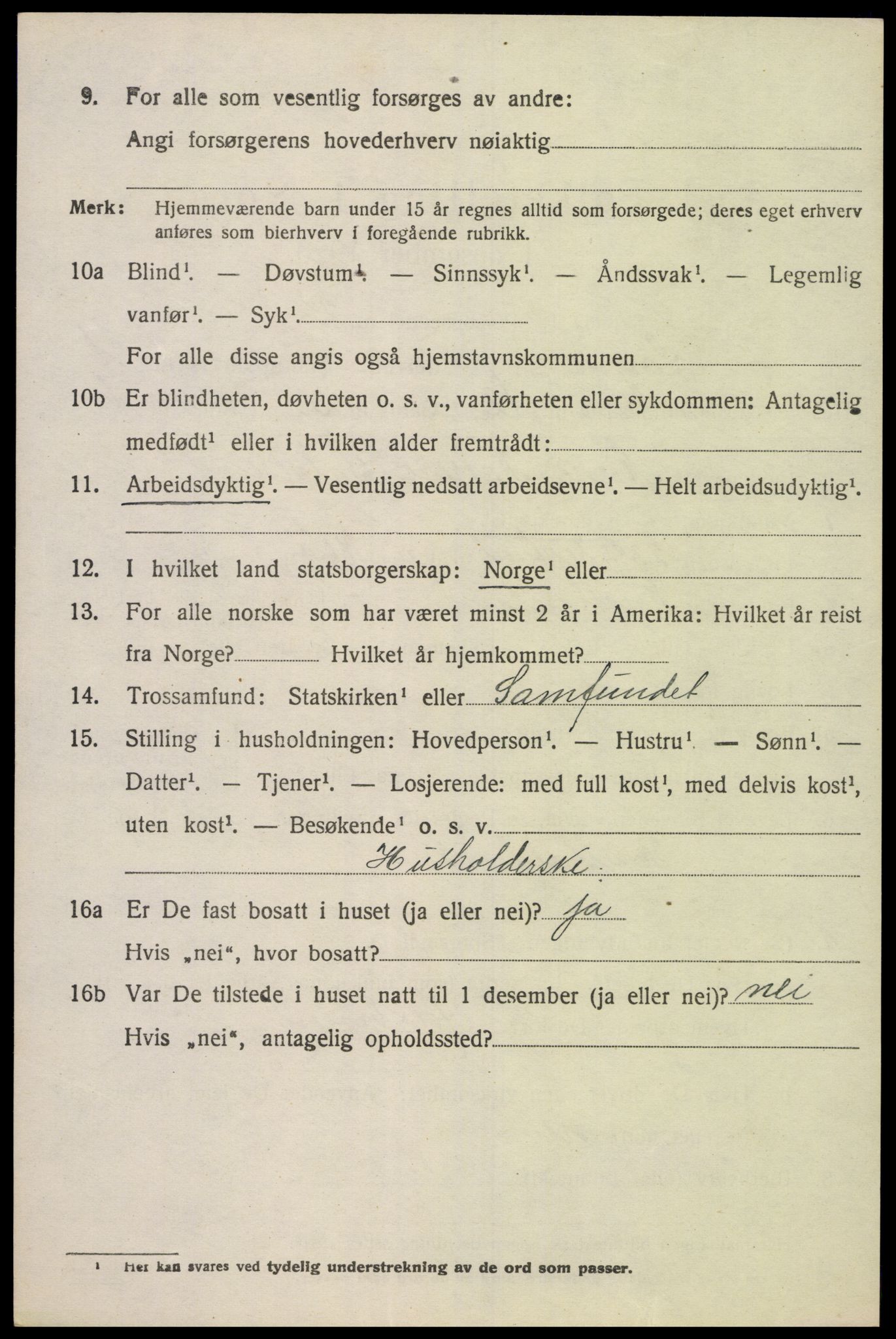 SAK, 1920 census for Søgne, 1920, p. 1446