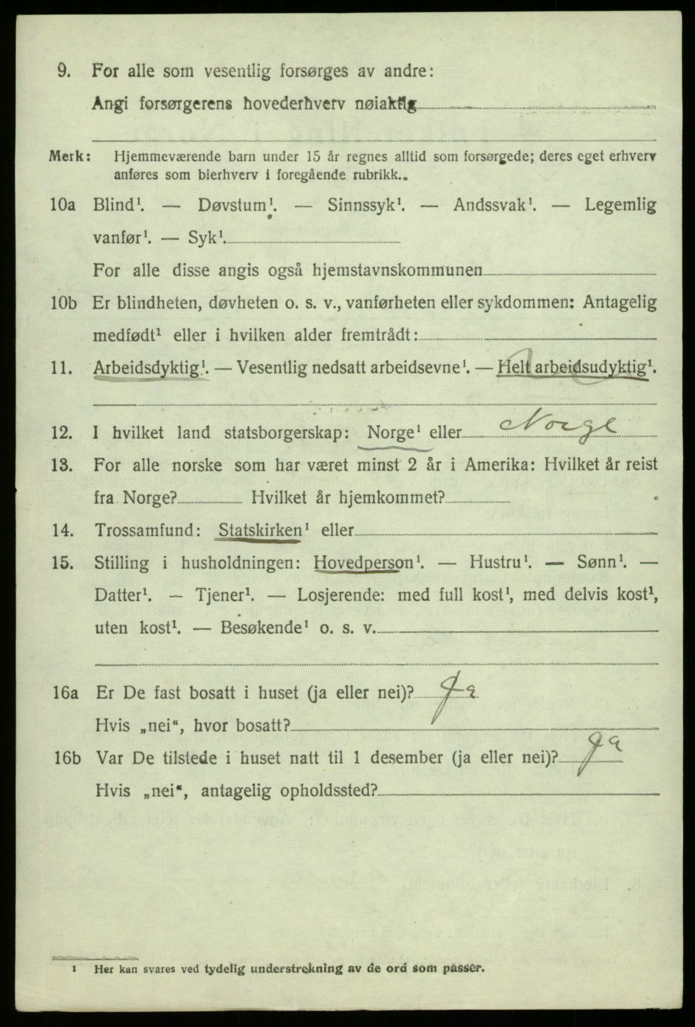 SAB, 1920 census for Os, 1920, p. 7285