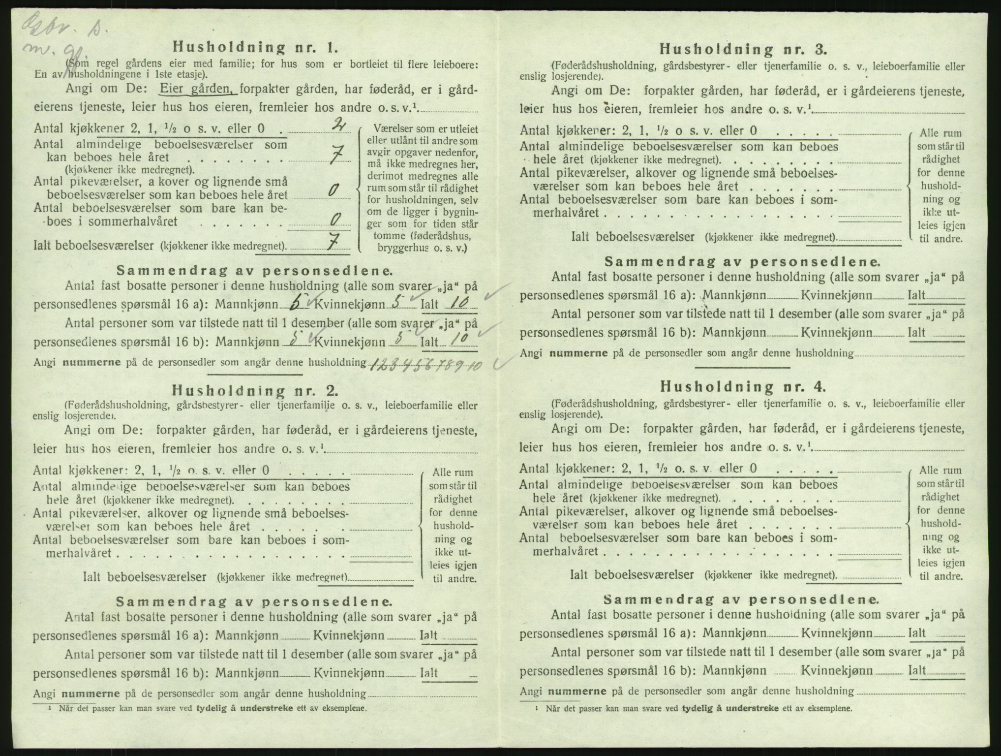 SAKO, 1920 census for Tjølling, 1920, p. 1062