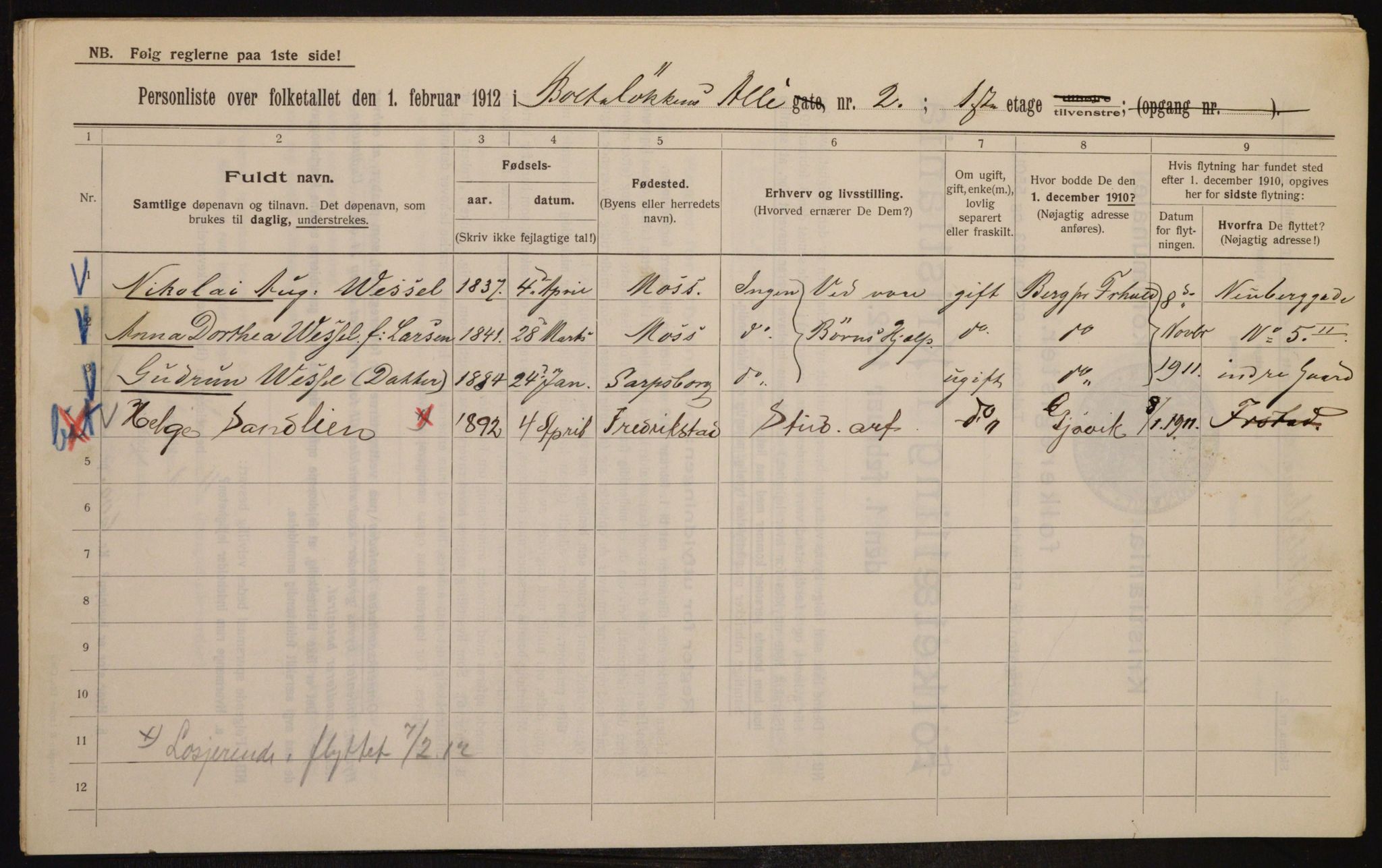 OBA, Municipal Census 1912 for Kristiania, 1912, p. 7477