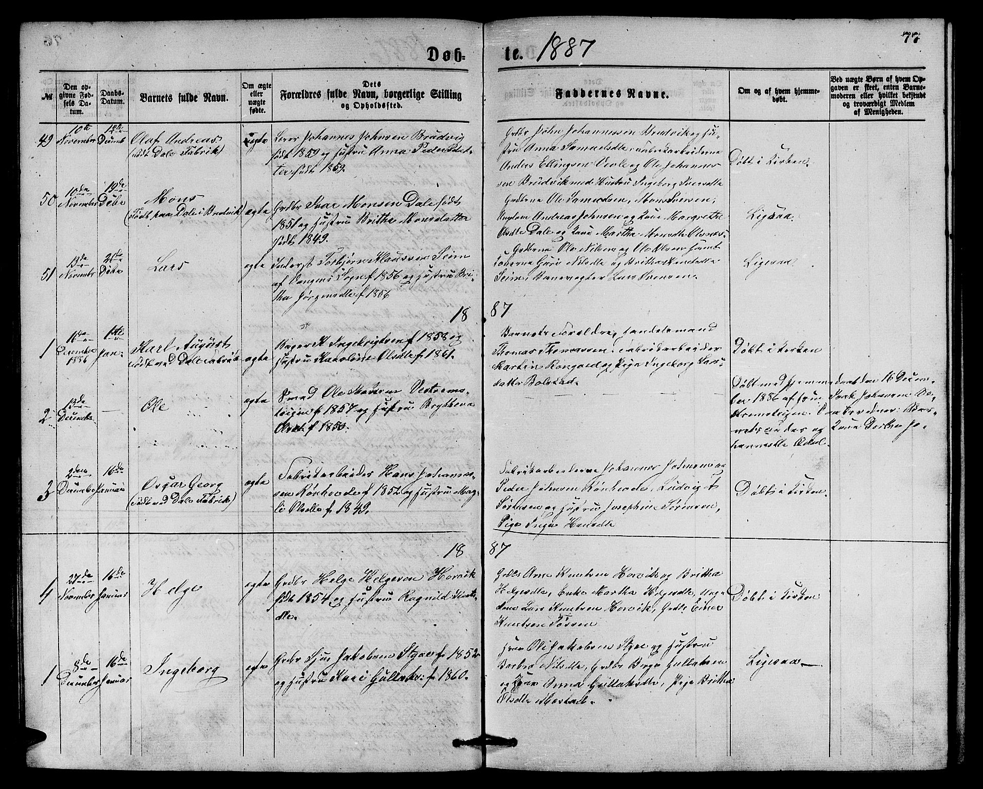 Evanger sokneprestembete, SAB/A-99924: Parish register (copy) no. A 3, 1875-1887, p. 77