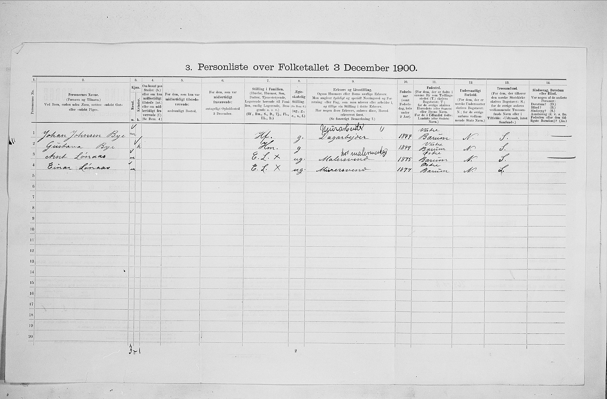 SAO, 1900 census for Kristiania, 1900, p. 42611