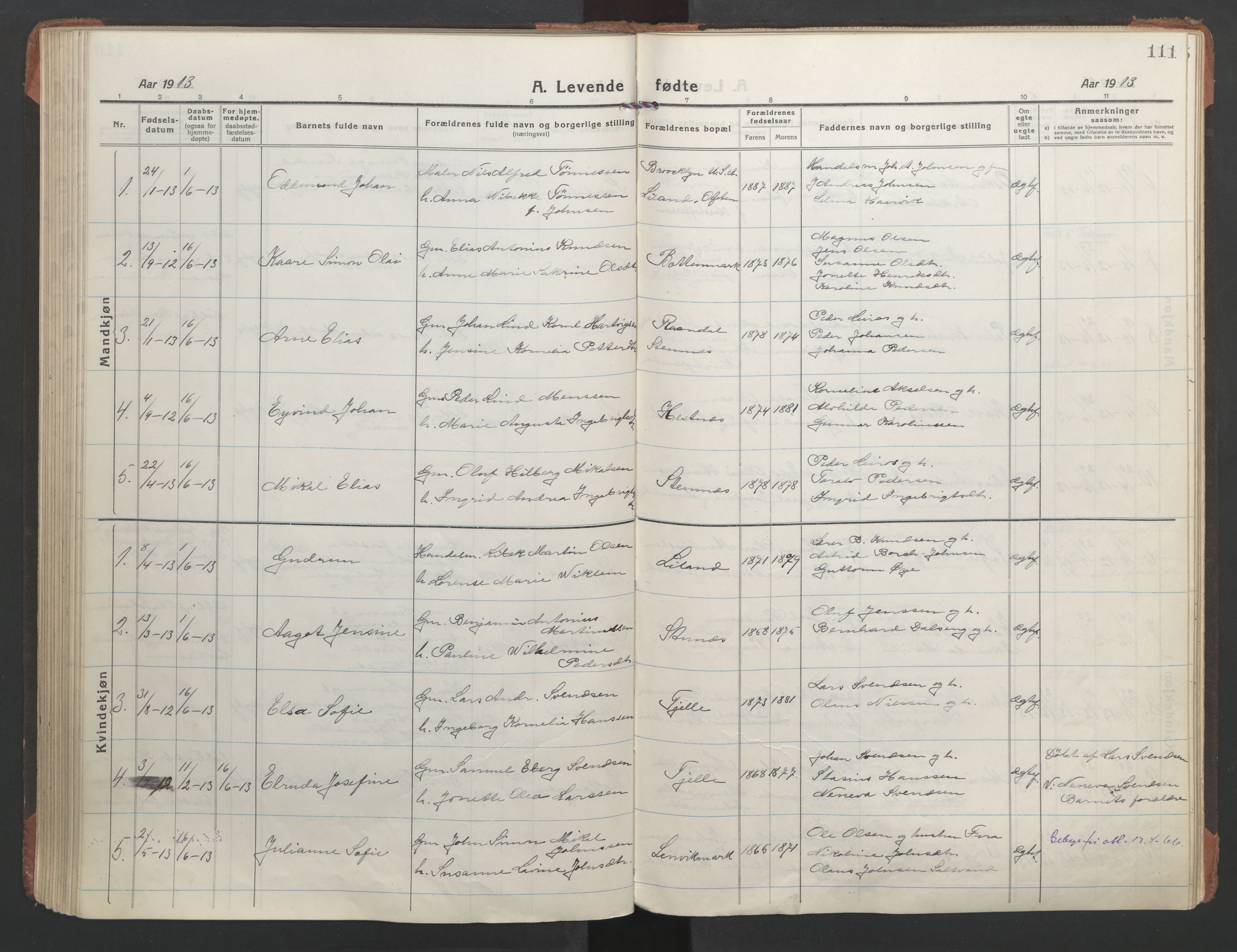 Ministerialprotokoller, klokkerbøker og fødselsregistre - Nordland, AV/SAT-A-1459/863/L0900: Parish register (official) no. 863A12, 1906-1915, p. 111