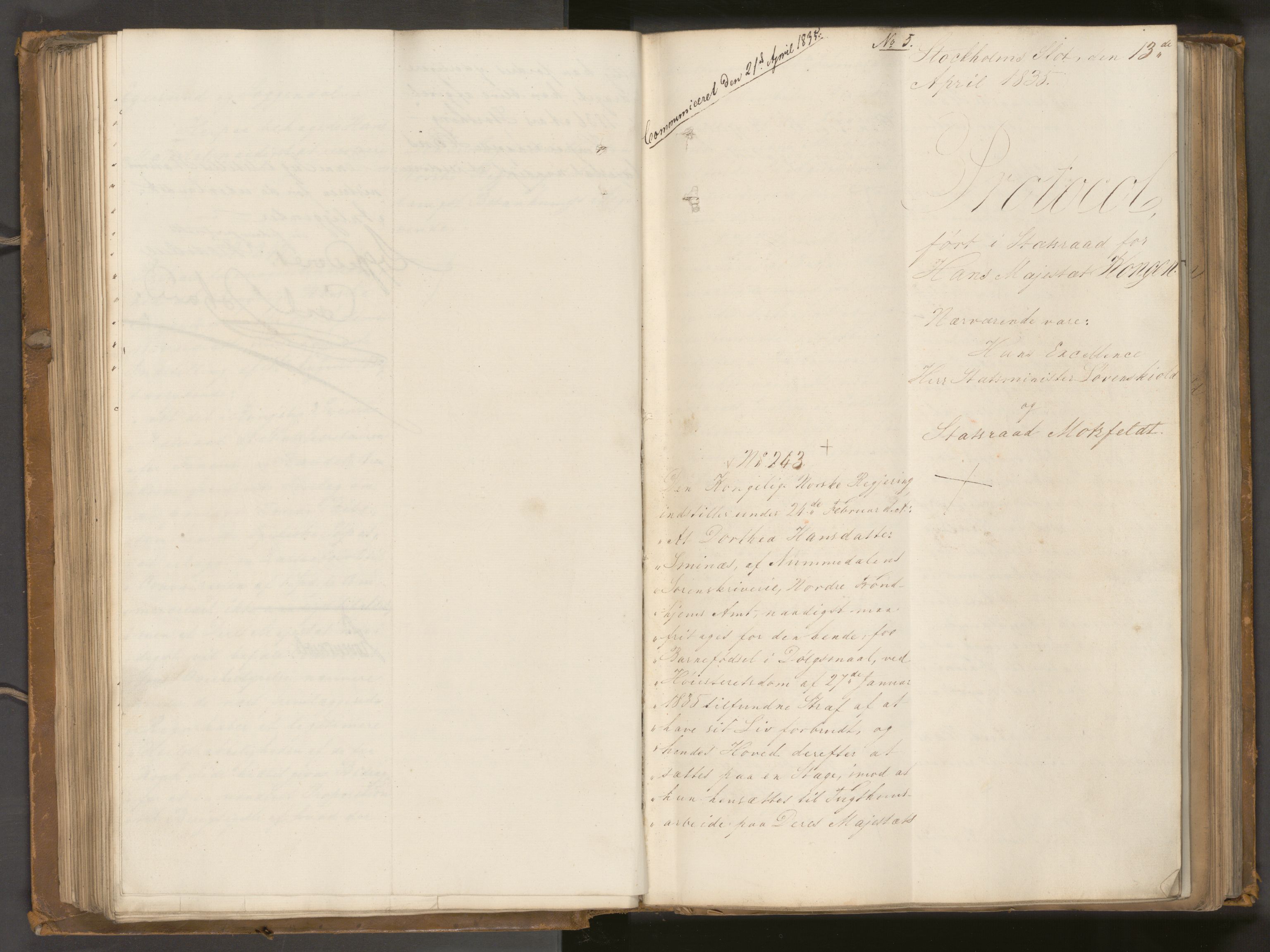 Statsrådssekretariatet, AV/RA-S-1001/A/Ab/L0040: Kgl. res. nr. 1-568, 1. halvår, 1835