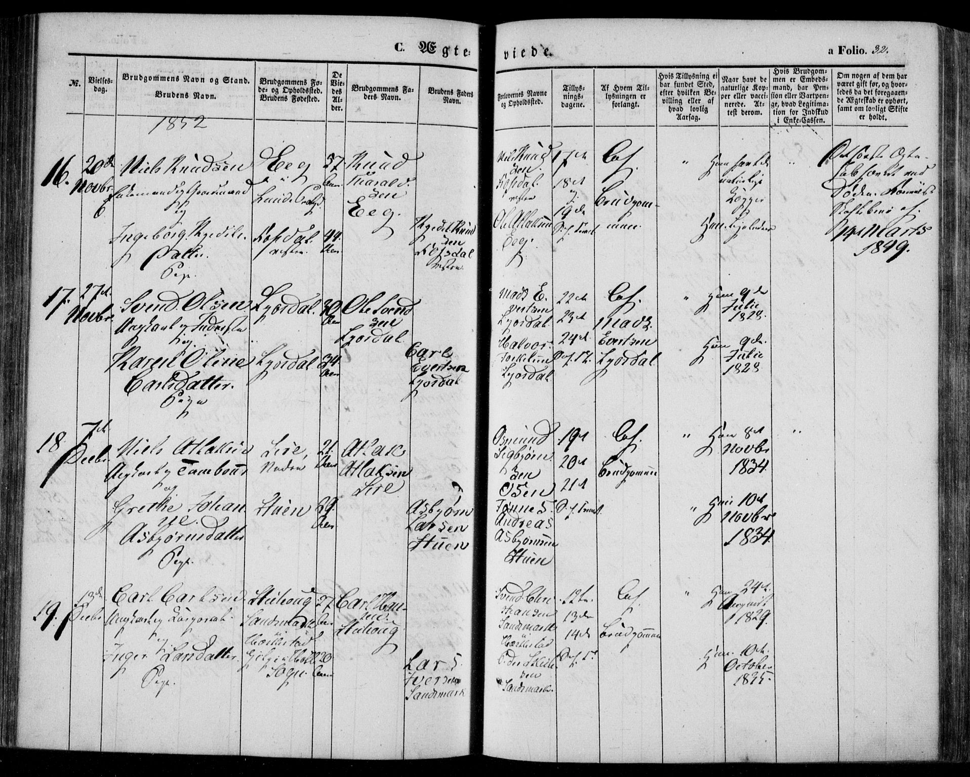 Bakke sokneprestkontor, AV/SAK-1111-0002/F/Fa/Faa/L0005: Parish register (official) no. A 5, 1847-1855, p. 32