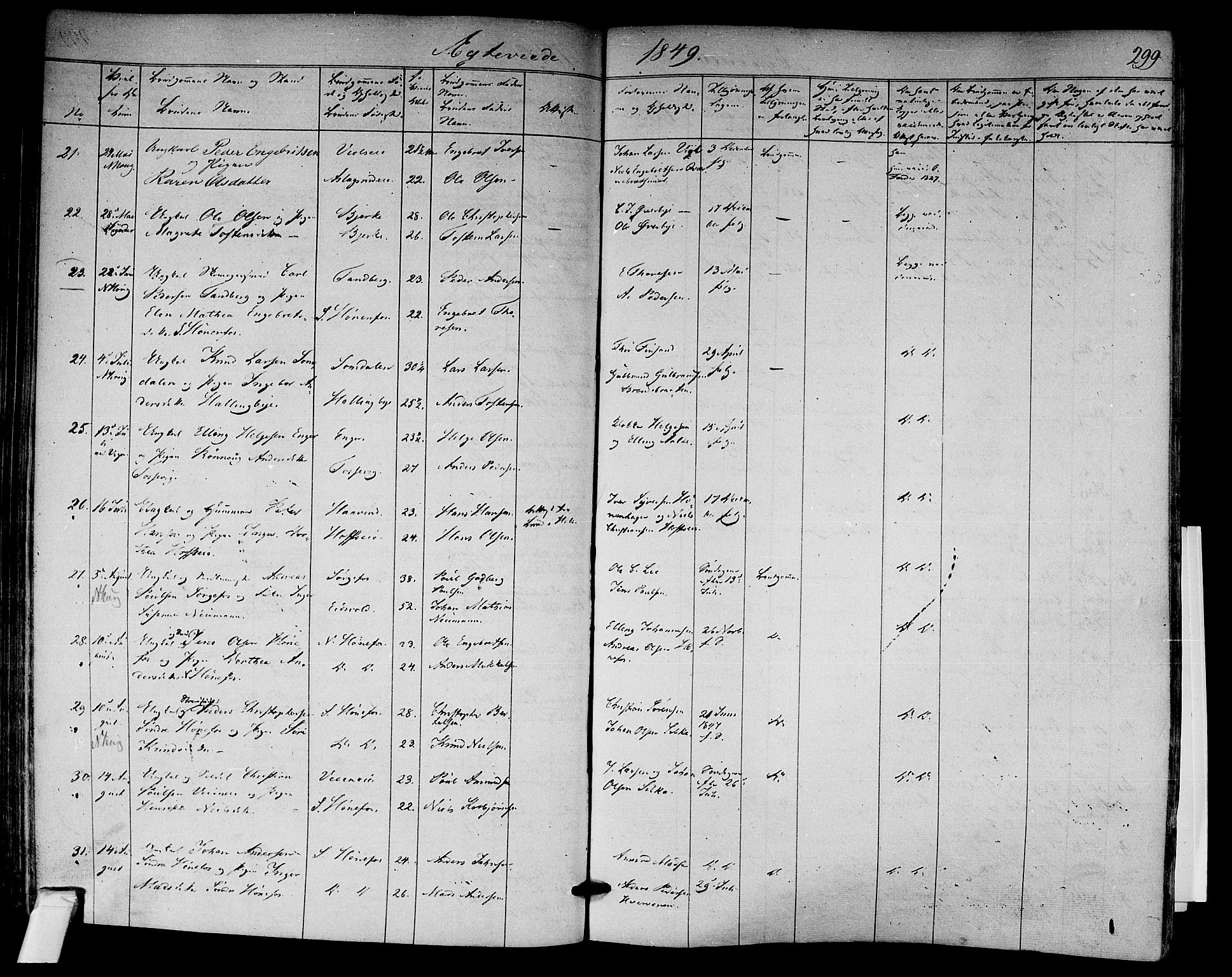 Norderhov kirkebøker, SAKO/A-237/F/Fa/L0011: Parish register (official) no. 11, 1847-1856, p. 299