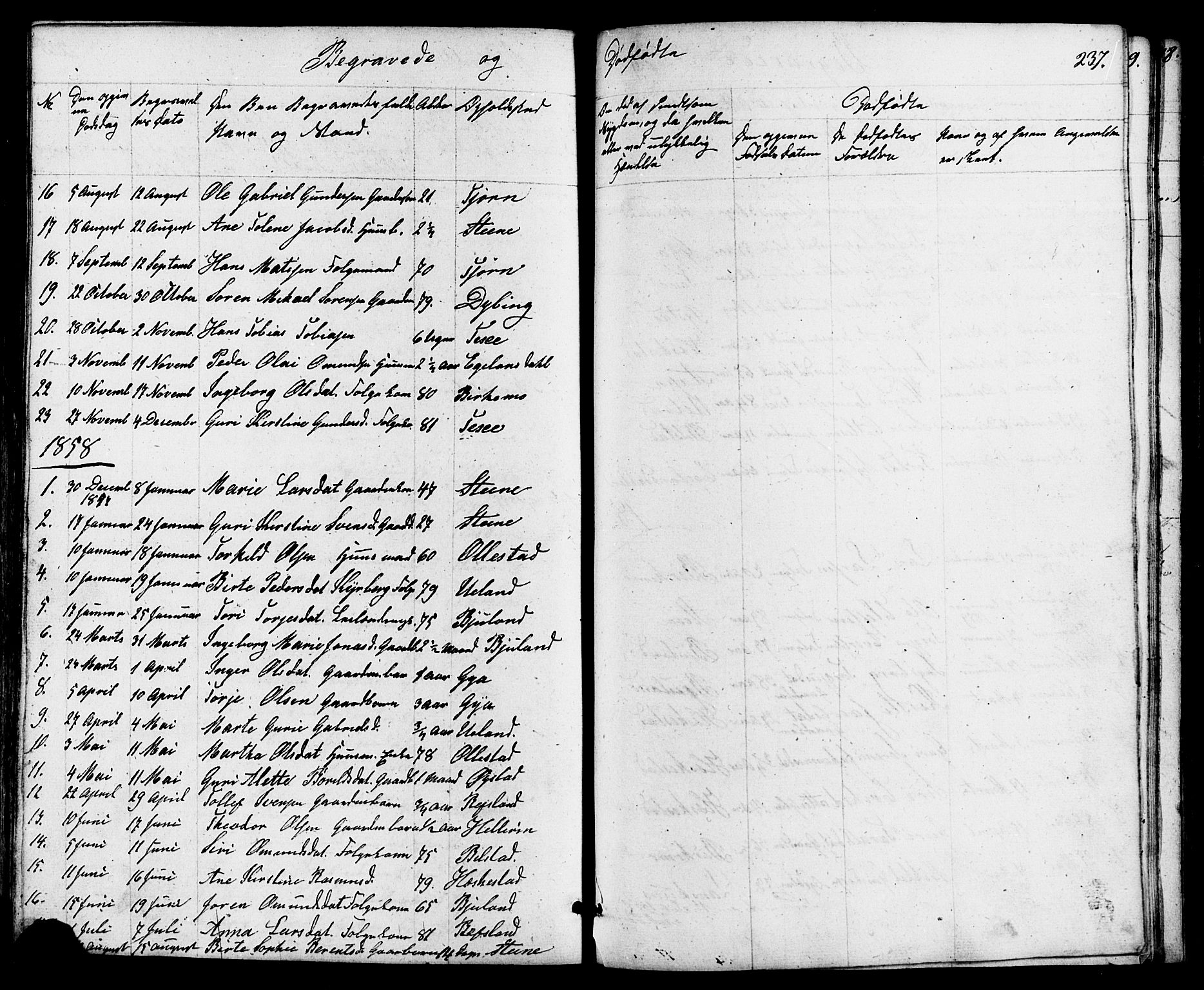 Lund sokneprestkontor, AV/SAST-A-101809/S07/L0004: Parish register (copy) no. B 4, 1854-1874, p. 237