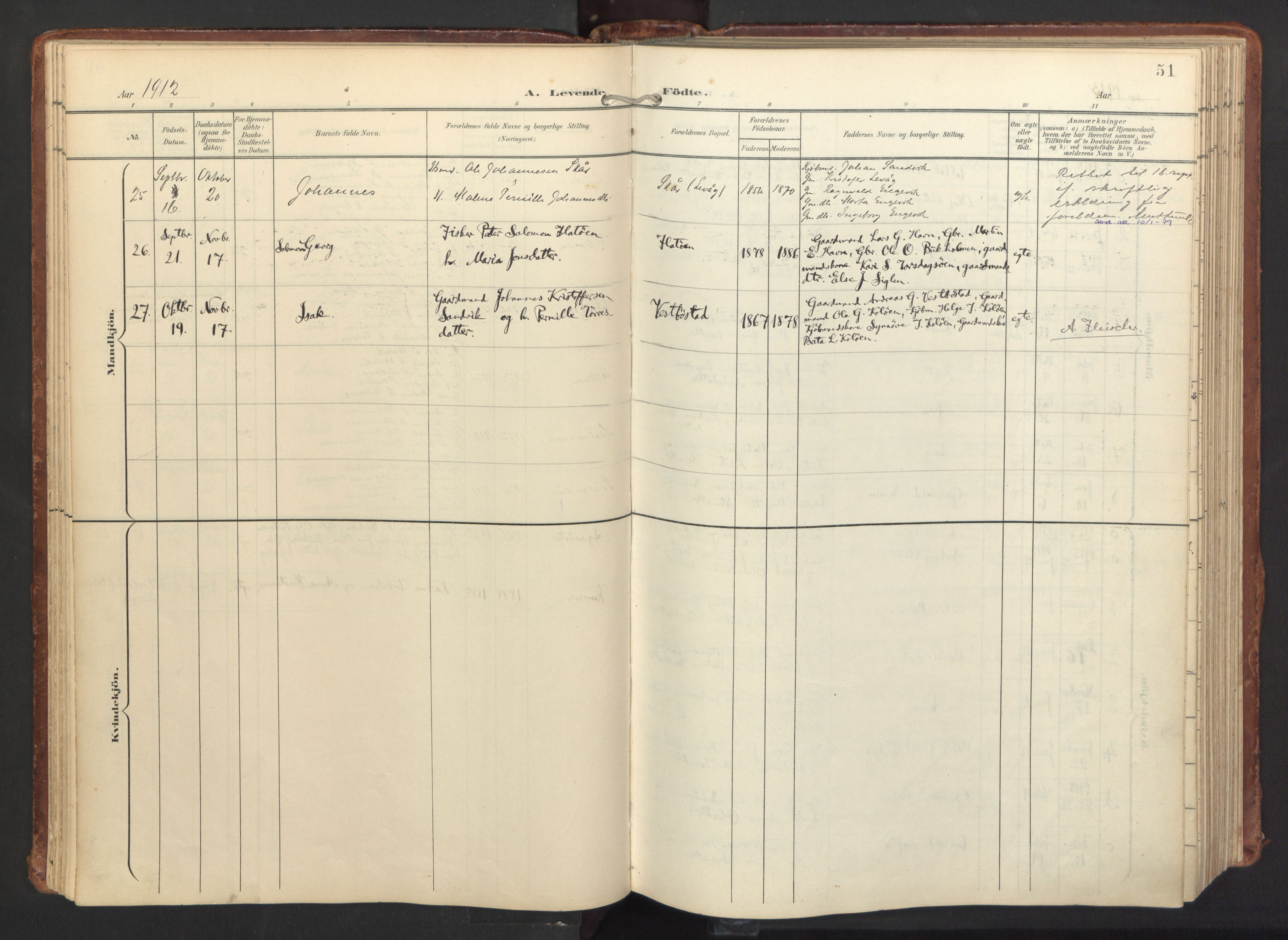 Fitjar sokneprestembete, AV/SAB-A-99926: Parish register (official) no. A 3, 1900-1918, p. 51