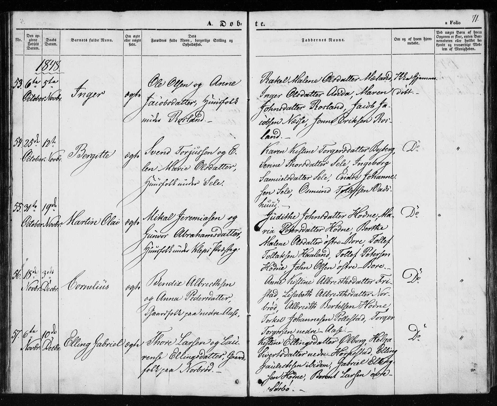 Klepp sokneprestkontor, AV/SAST-A-101803/001/3/30BA/L0004: Parish register (official) no. A 4, 1842-1852, p. 71