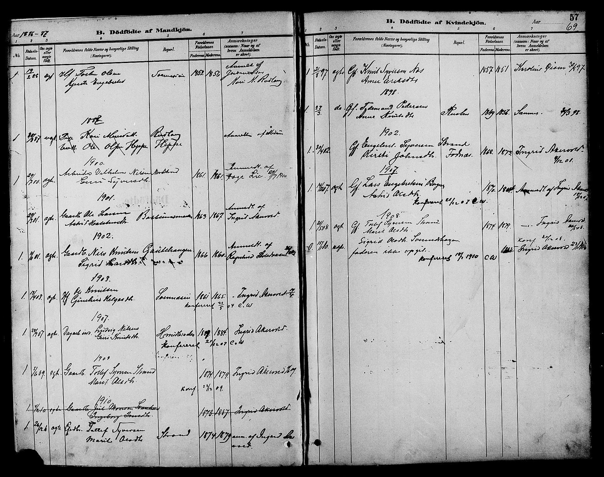 Nord-Aurdal prestekontor, SAH/PREST-132/H/Ha/Hab/L0007: Parish register (copy) no. 7, 1883-1910, p. 69