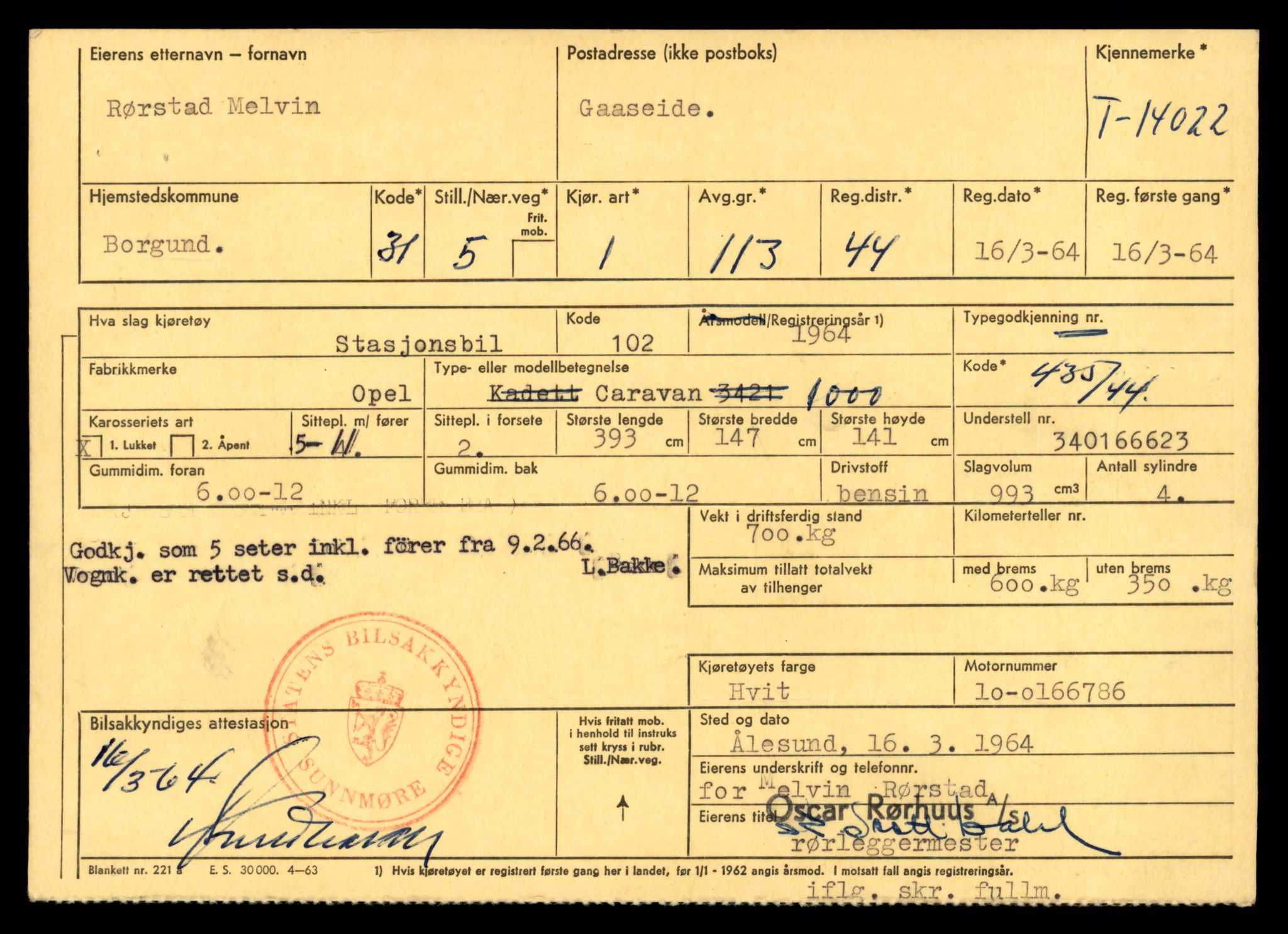 Møre og Romsdal vegkontor - Ålesund trafikkstasjon, AV/SAT-A-4099/F/Fe/L0042: Registreringskort for kjøretøy T 13906 - T 14079, 1927-1998, p. 1761