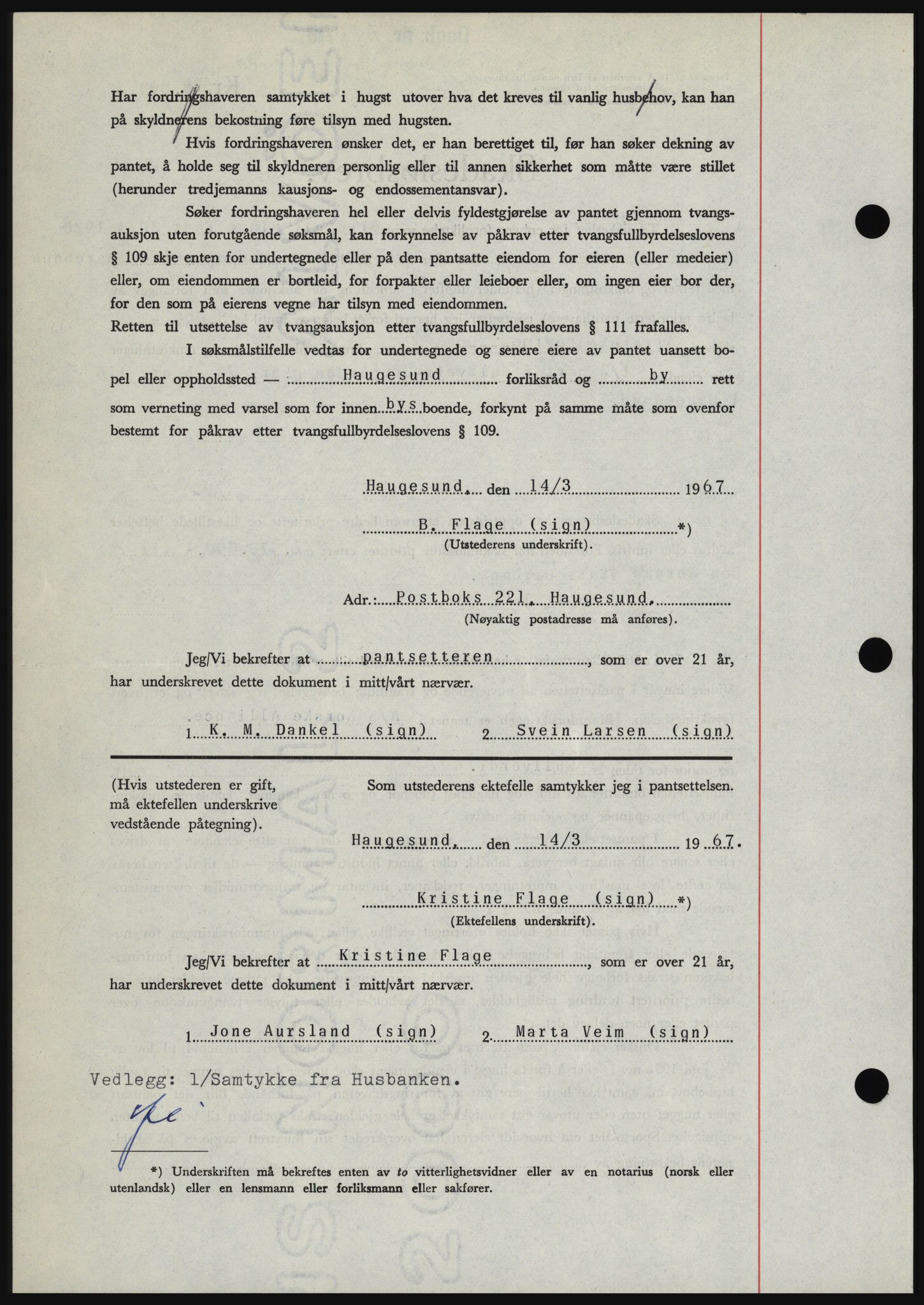 Haugesund tingrett, SAST/A-101415/01/II/IIC/L0056: Mortgage book no. B 56, 1966-1967, Diary no: : 788/1967