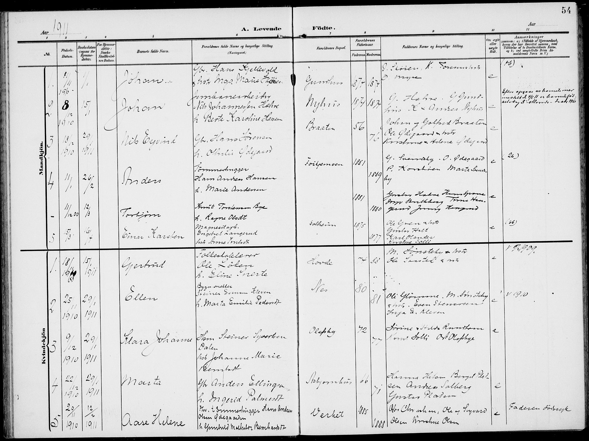 Modum kirkebøker, AV/SAKO-A-234/F/Fa/L0019: Parish register (official) no. 19, 1890-1914, p. 54