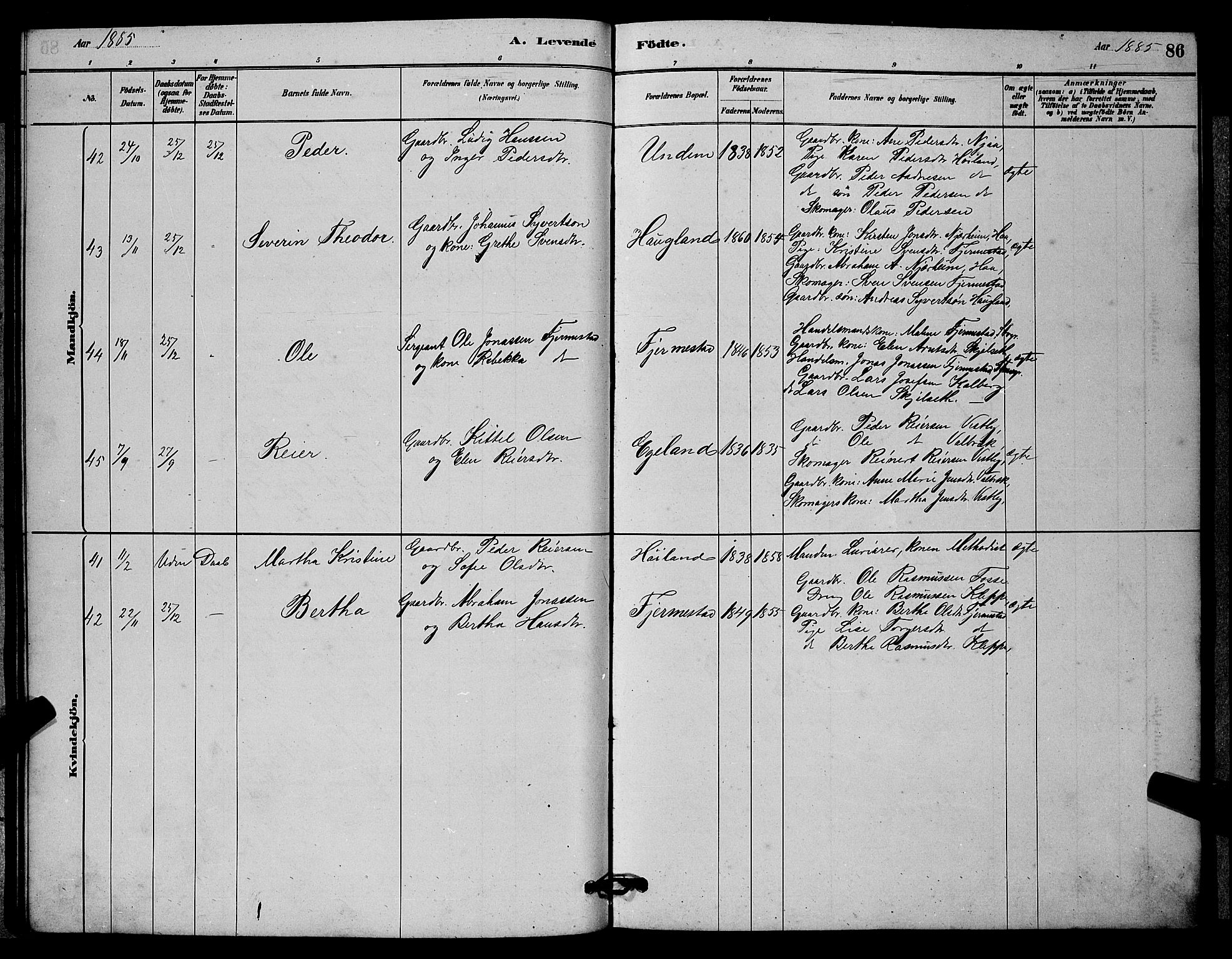 Lye sokneprestkontor, AV/SAST-A-101794/001/30BB/L0006: Parish register (copy) no. B 6, 1879-1888, p. 86